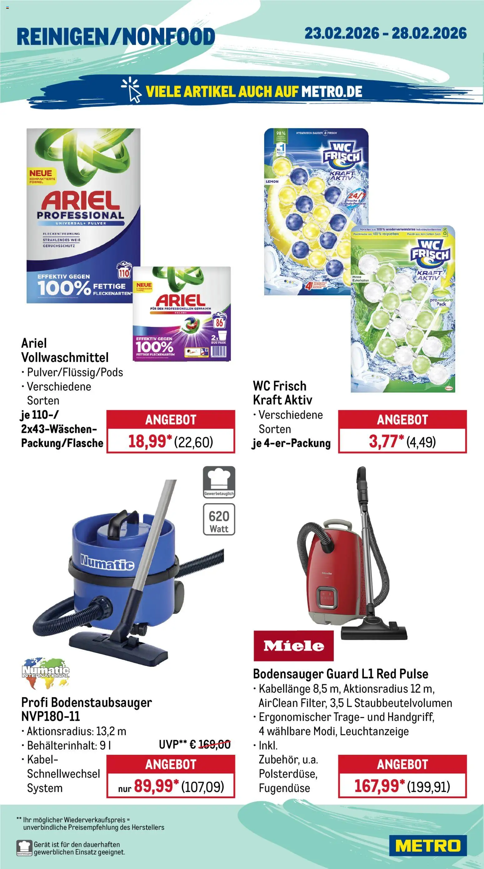 Metro Prospekt 	 – gültig ab 23.02.2026 | Seite: 18 | Produkte: Kabel, Miele, Ariel, Wc frisch