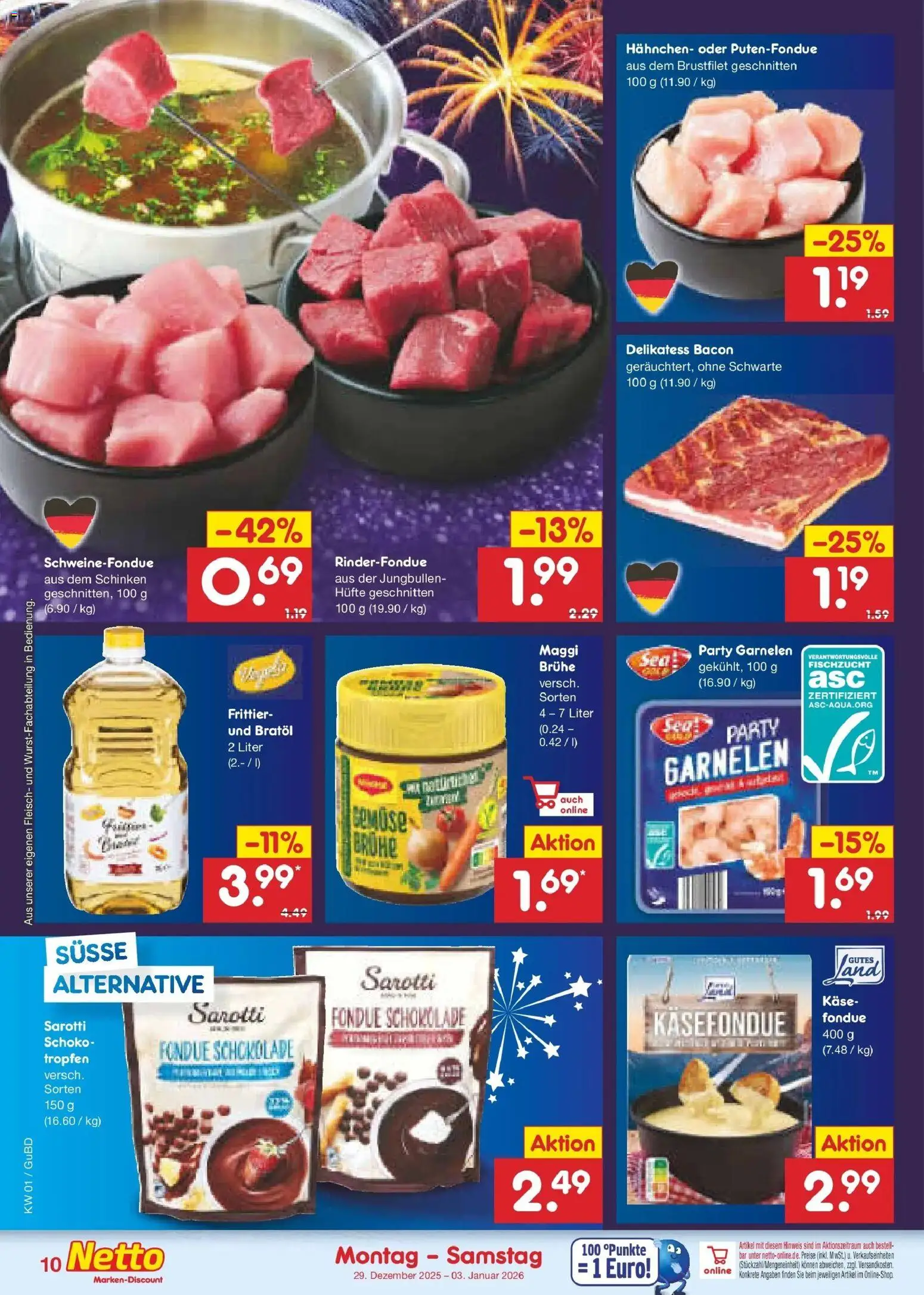Netto Marken-Discount prospekt Augustusburg	 – gültig ab 28.12.2025 | Seite: 10 | Produkte: Hahnchen, Schokolade, Garnelen, Fleisch