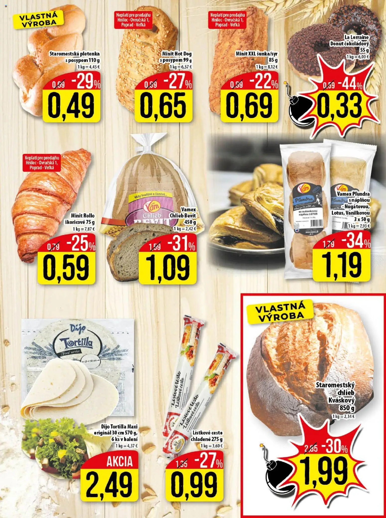 Nové Klas akcie – leták je platný od 07.04.2026 | Strana: 7 | Produkty: Chlieb, Tortilla, Donut, Lístkové cesto