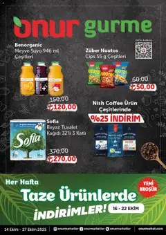 14.10.2025 tarihinden itibaren geçerli olan Onur Market kataloğu önizlemesi