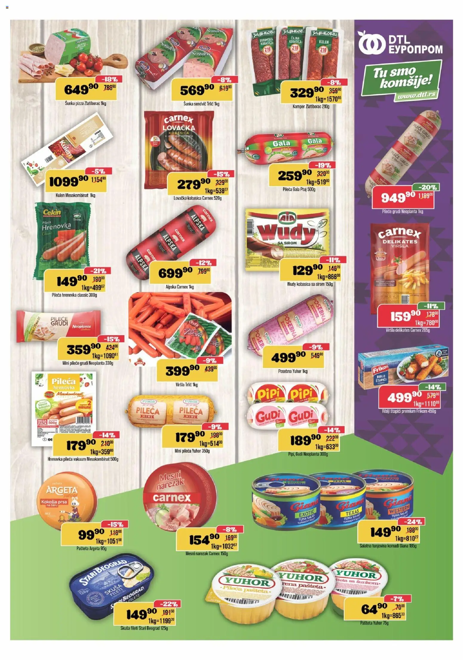 Europrom katalog - važi od 02.01.2026 | Strana: 5 | Proizvode: Pileće grudi, Skuša, Narezak, Mesni narezak