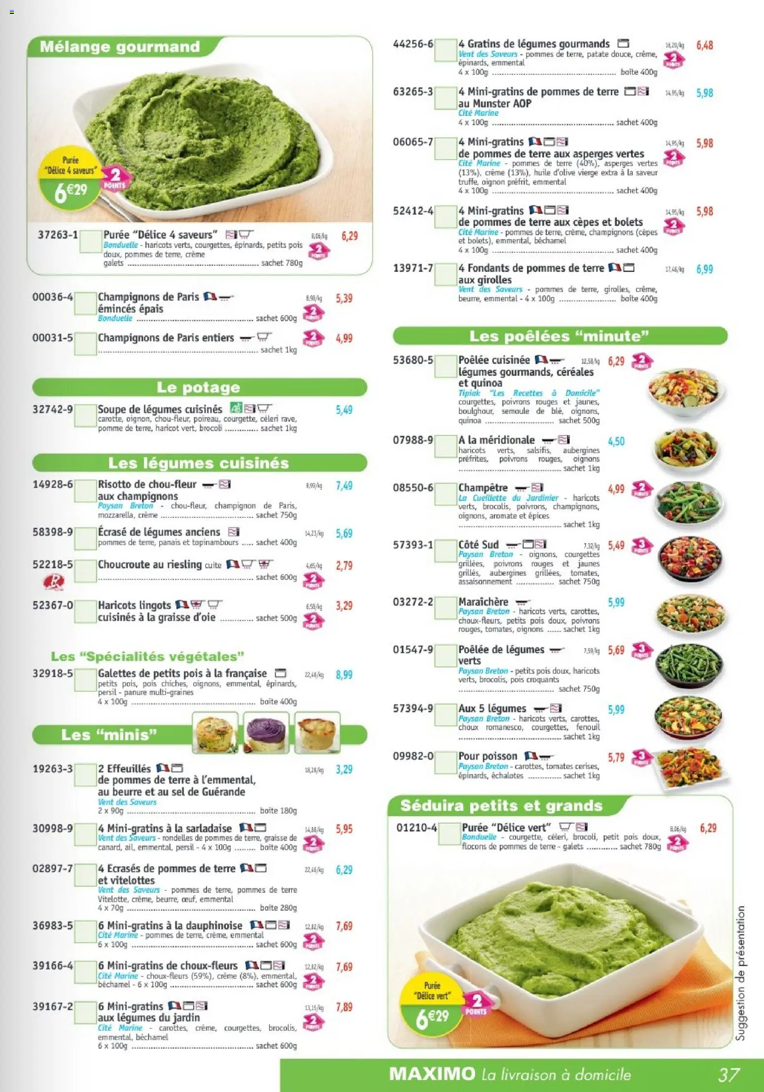 {H1} | Page: 37 | Produits: Flocons, Brocoli, Emmental, Sel