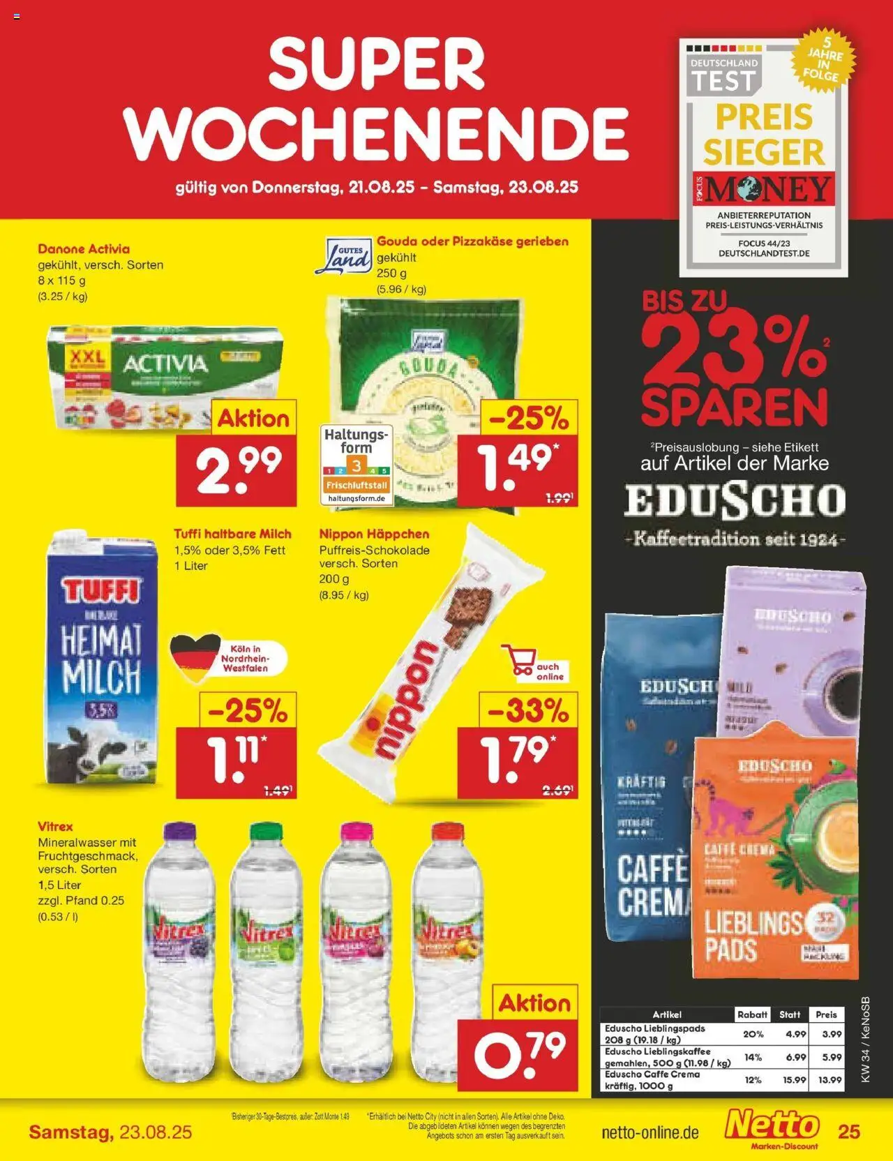 Netto Marken-Discount prospekt Bonn	 - gültig ab dem 18.08.2025 | Seite: 49 | Produkte: Activia, Danone activia, Milch, Haltbare milch