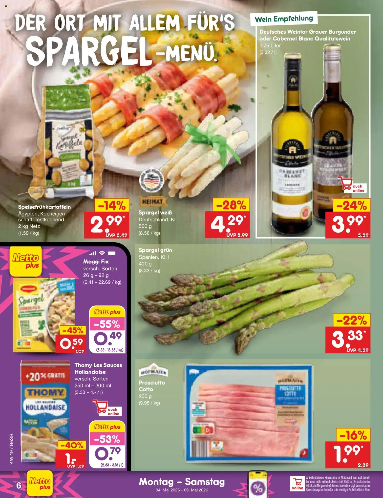 Netto Marken-Discount Prospekt 	 – gültig ab 04.05.2026 | Seite: 8 | Produkte: Thomy les sauces, Spargel, Maggi fix, Wein