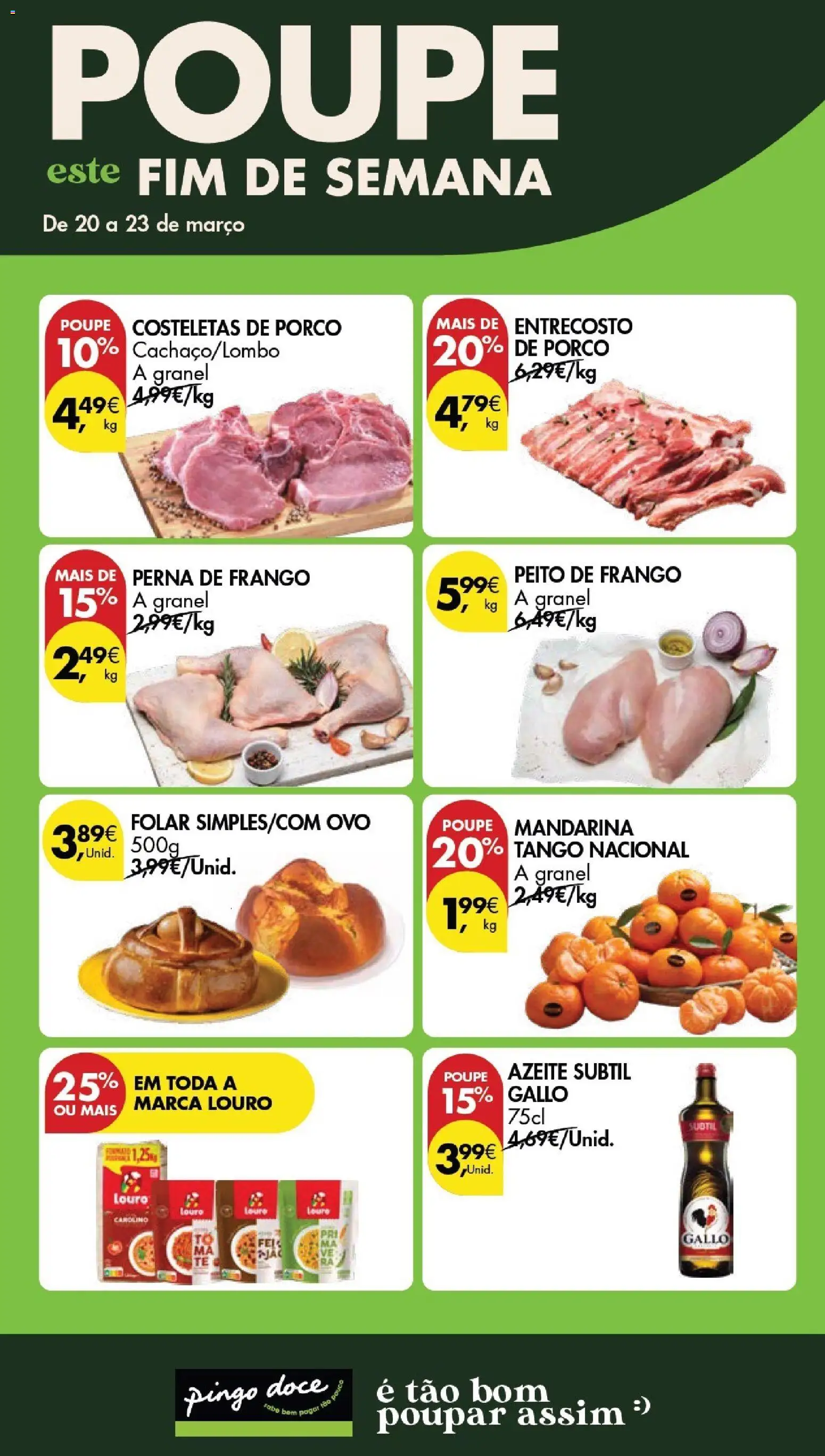 Pingo Doce Poupe este Fim de Semana │ válido de 20.03.2026 | Página: 1 | Produtos: Azeite, Peito de frango, Frango, Louro