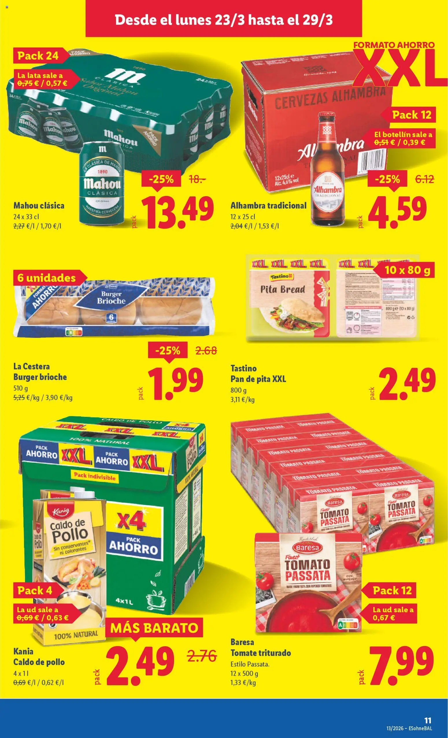Lidl folleto │ válido desde el 23.03.2026 | Página: 11 | Productos: Pan, Tomate triturado