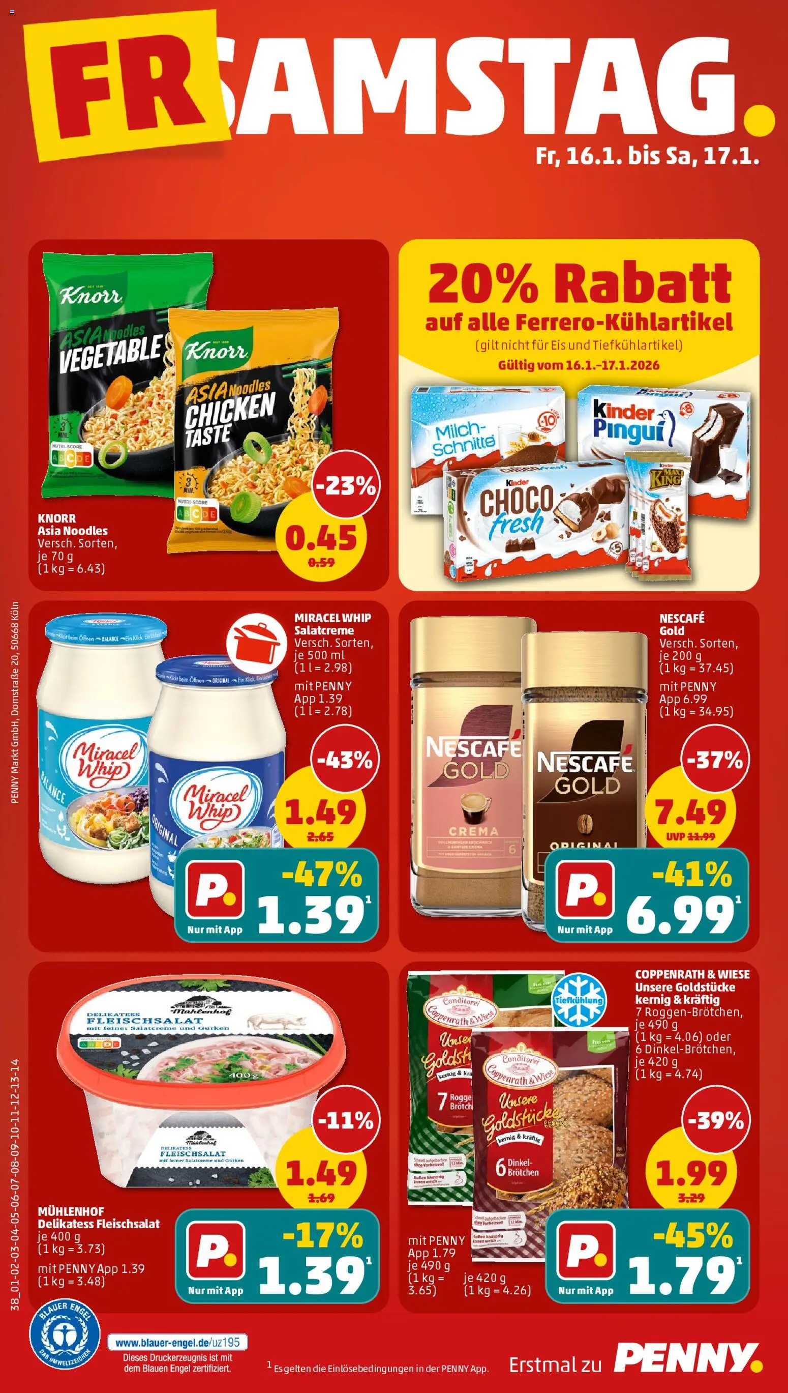 Penny Prospekt 	 – gültig ab 12.01.2026 | Seite: 44 | Produkte: Milch, Miracel whip, Nescafe gold, Gurken