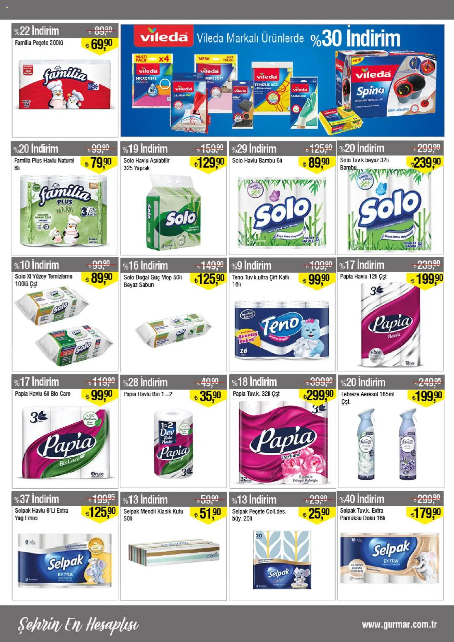 Gürmar - Katalog - 16.02.2026 tarihinden itibaren geçerlidir | Sayfa: 14 | Ürünler: Kutu, Mendil, Sabun, Yağ
