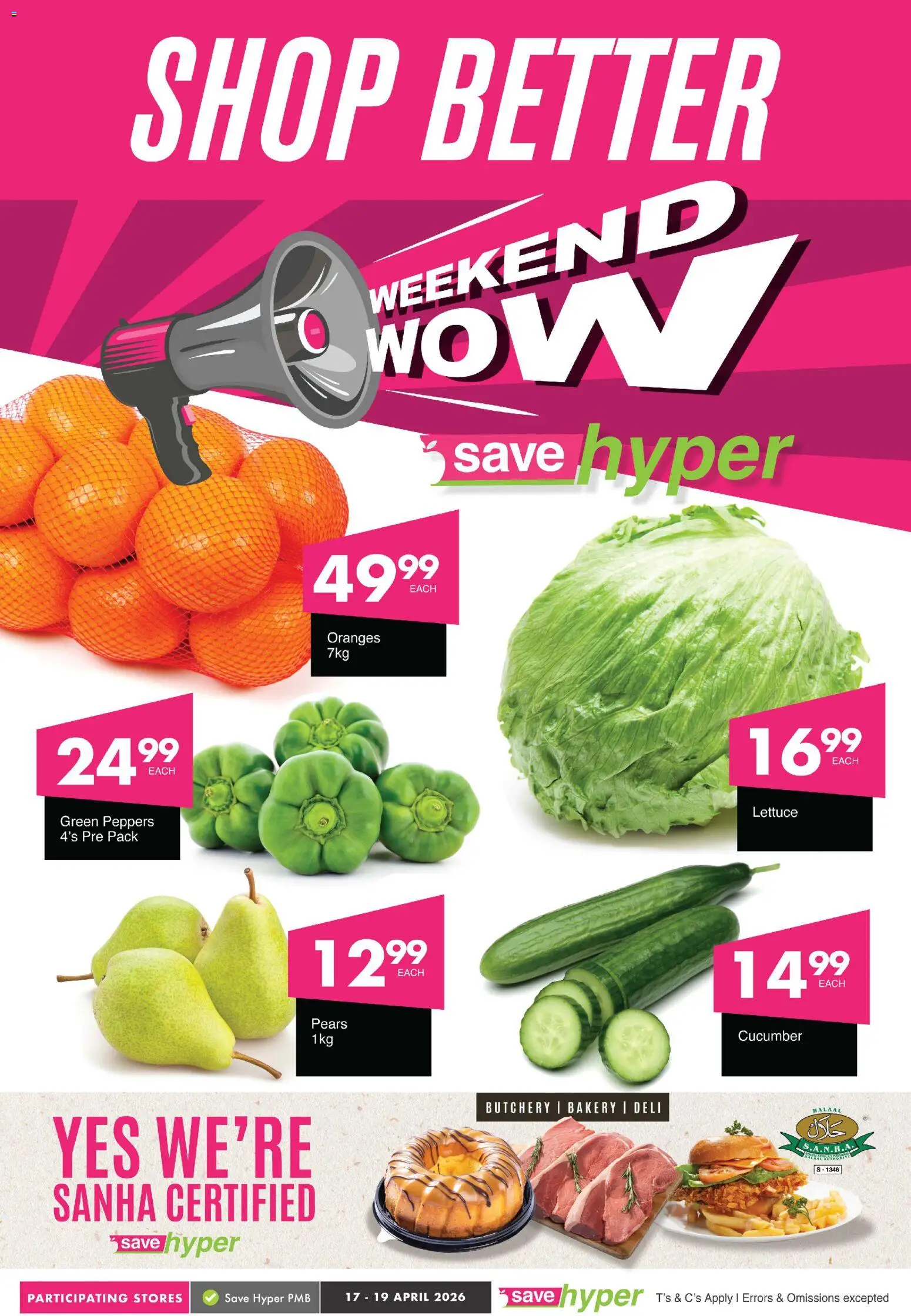New Save catalogue – valid from 17.04.2026 | Page: 1 | Products: Pears, Bakery, Oranges, Lettuce