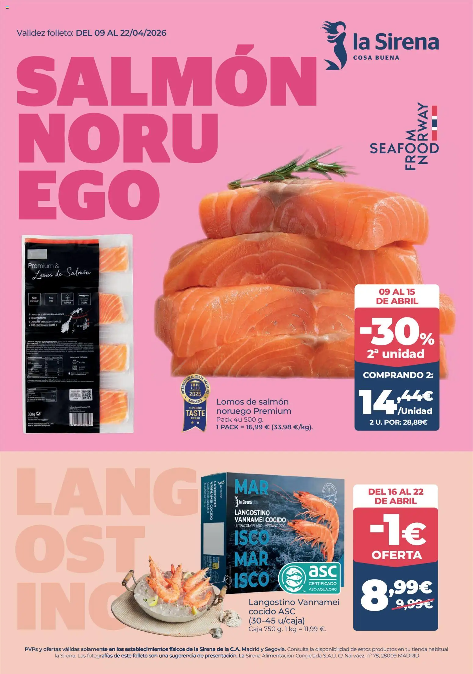 La Sirena folleto │ válido desde el 09.04.2026 | Página: 1 | Productos: Δοχείο φοντί, Caja, Langostino