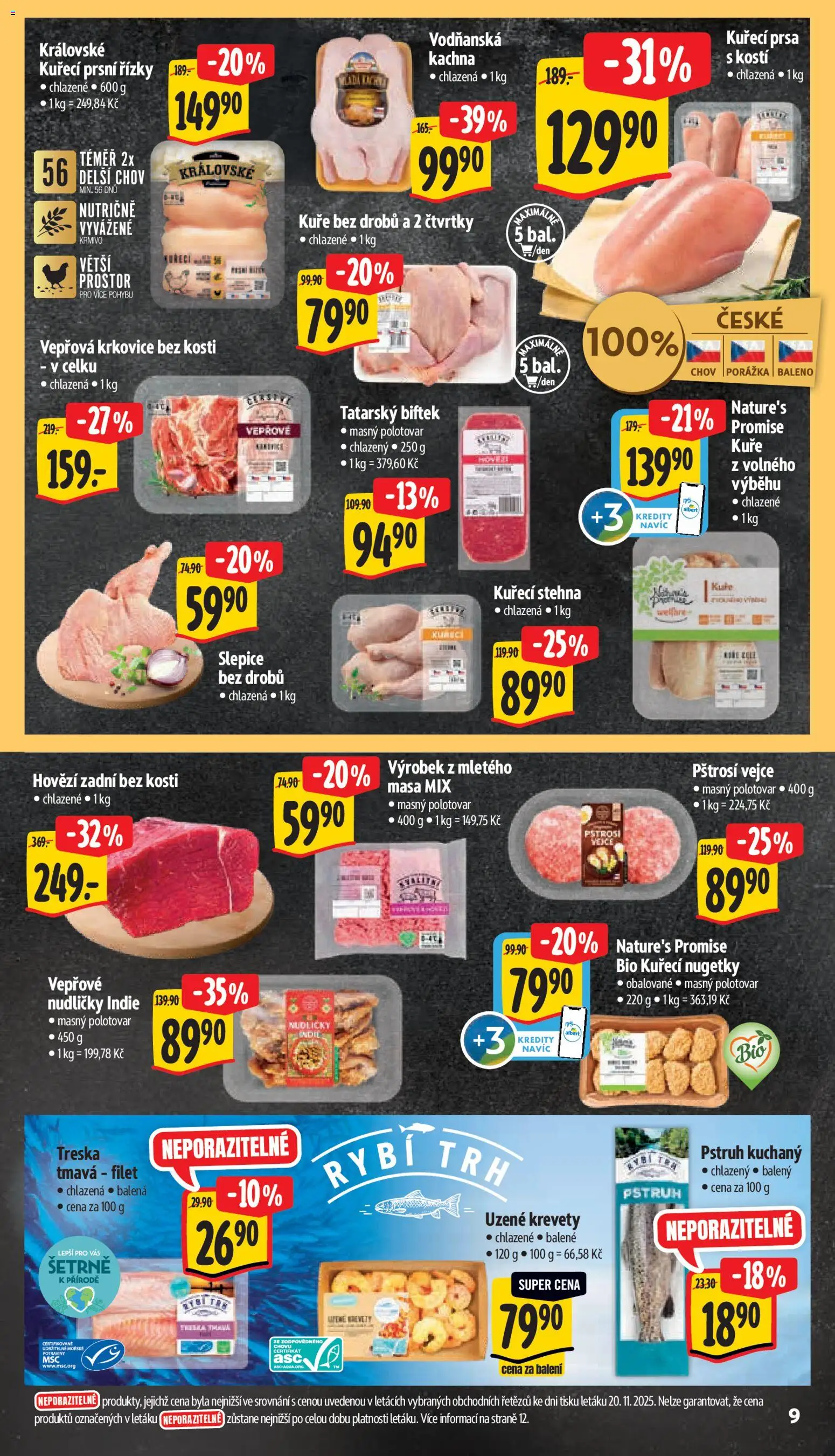 Albert leták - Supermarket od 26.11.2025 | Strana: 16 | Produkty: Kuřecí prsa, Hovězí zadní, Krkovice bez kosti, Krkovice