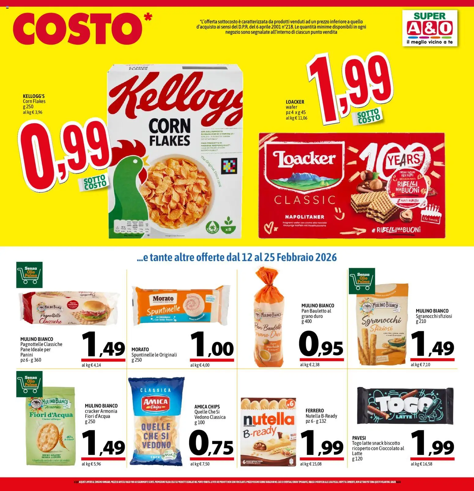 Volantino A&O del 12.02.2026 | Pagina: 7 | Prodotti: Crema, Pane, Nutella, The