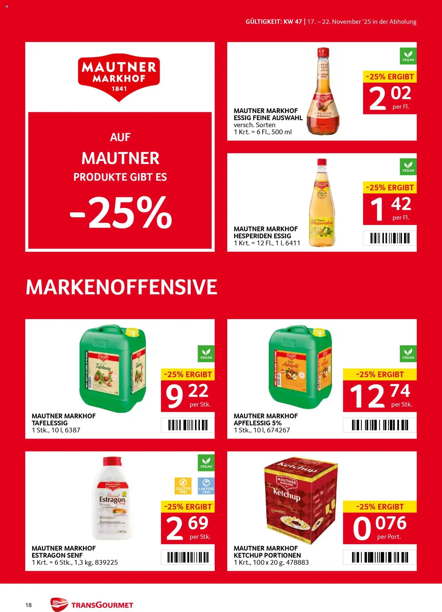 Transgourmet Flugblatt gültig ab 17.11.2025 | Seite: 18 | Produkte: Ketchup