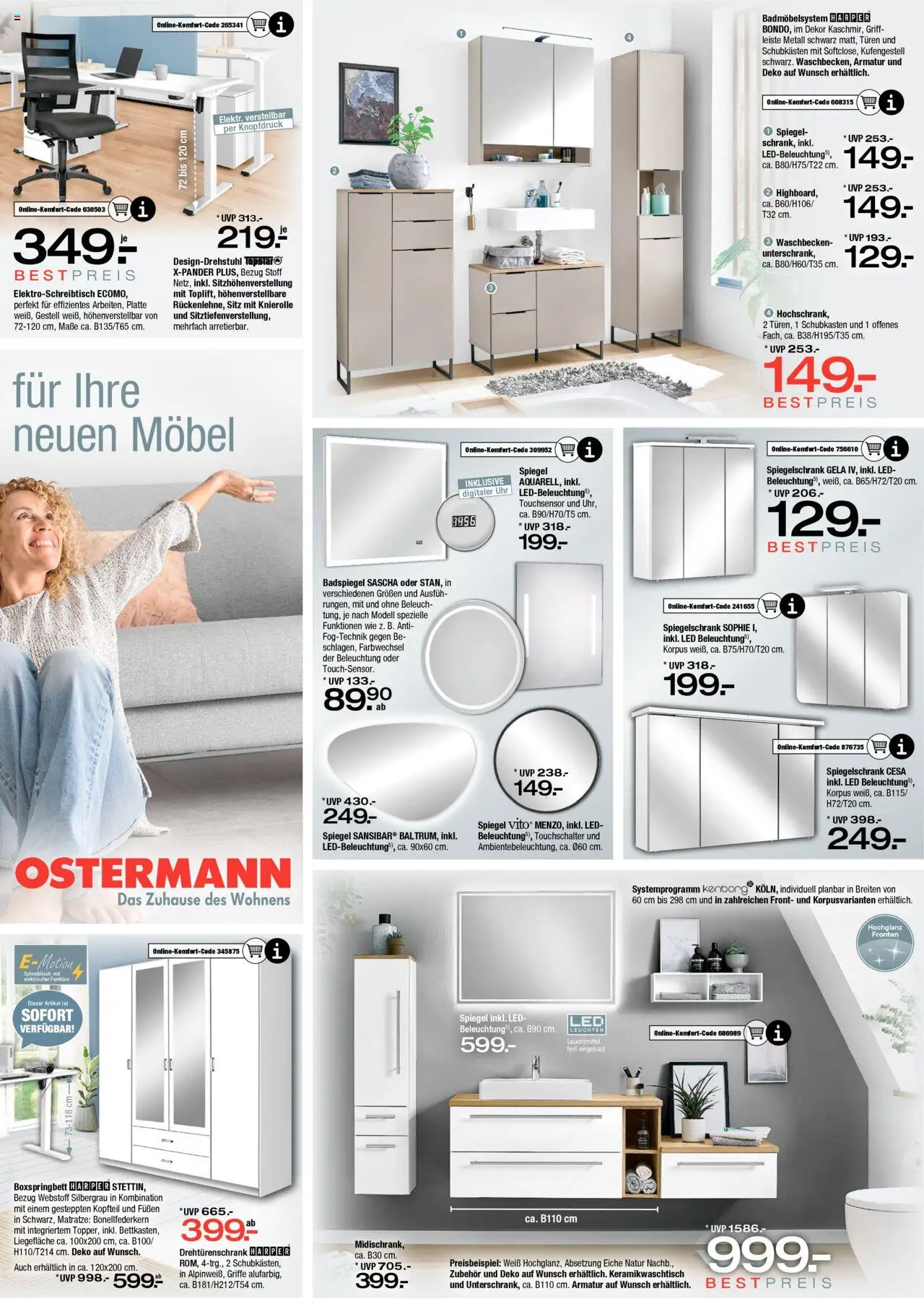 Ostermann Prospekt 	 – gültig ab 25.09.2025 | Seite: 15 | Produkte: Boxspringbett, Waschbecken, Spiegel, Spiegelschrank