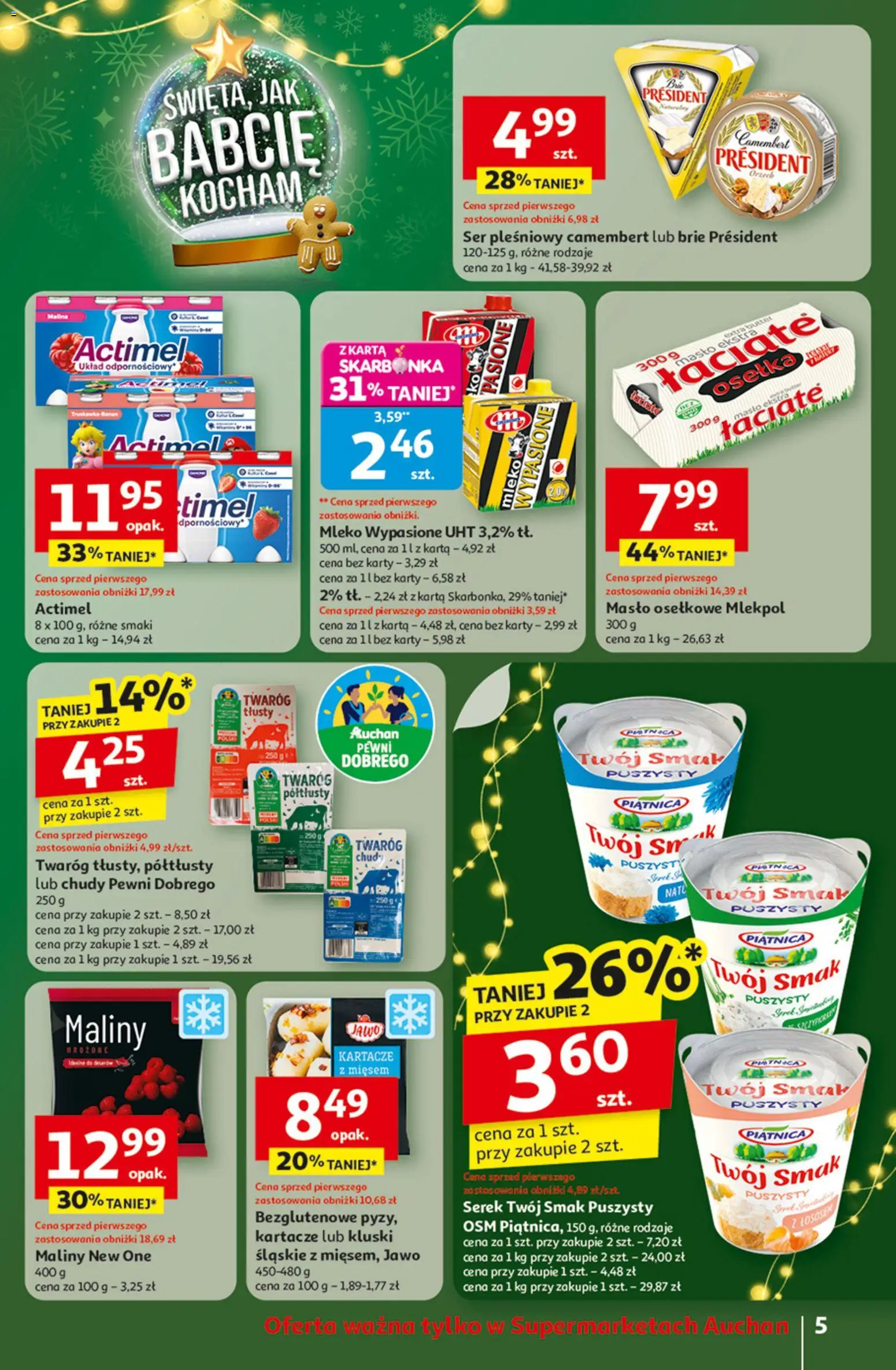 Auchan Gazetka od 27.11.2025 | Strona: 5 | Produkty: Twaróg tłusty, Camembert, Masło, Ser