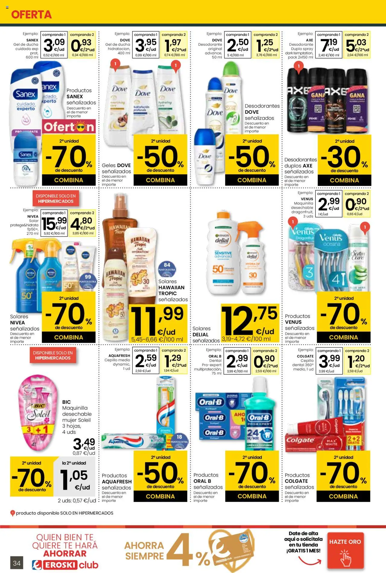 Eroski - Para conquistarte │ válido desde el 31.07.2025 | Página: 34 | Productos: Gel de ducha, Desodorante, Té, Ducha