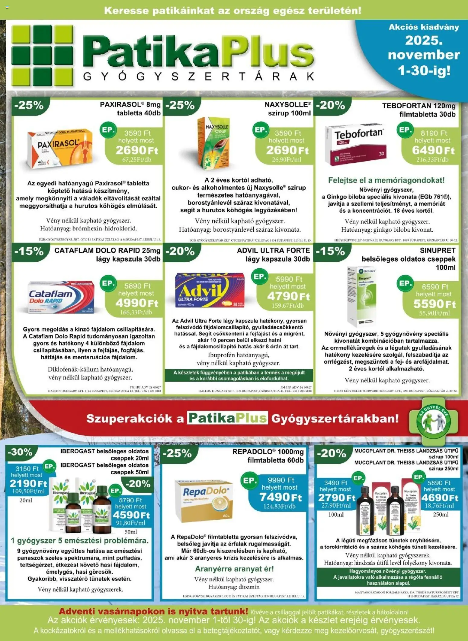 PatikaPlus akciós ujság - amely érvényes a következő dátumtól: 01.11.2025 | Oldal: 1 | Termékek: Ginkgo biloba, Cukor