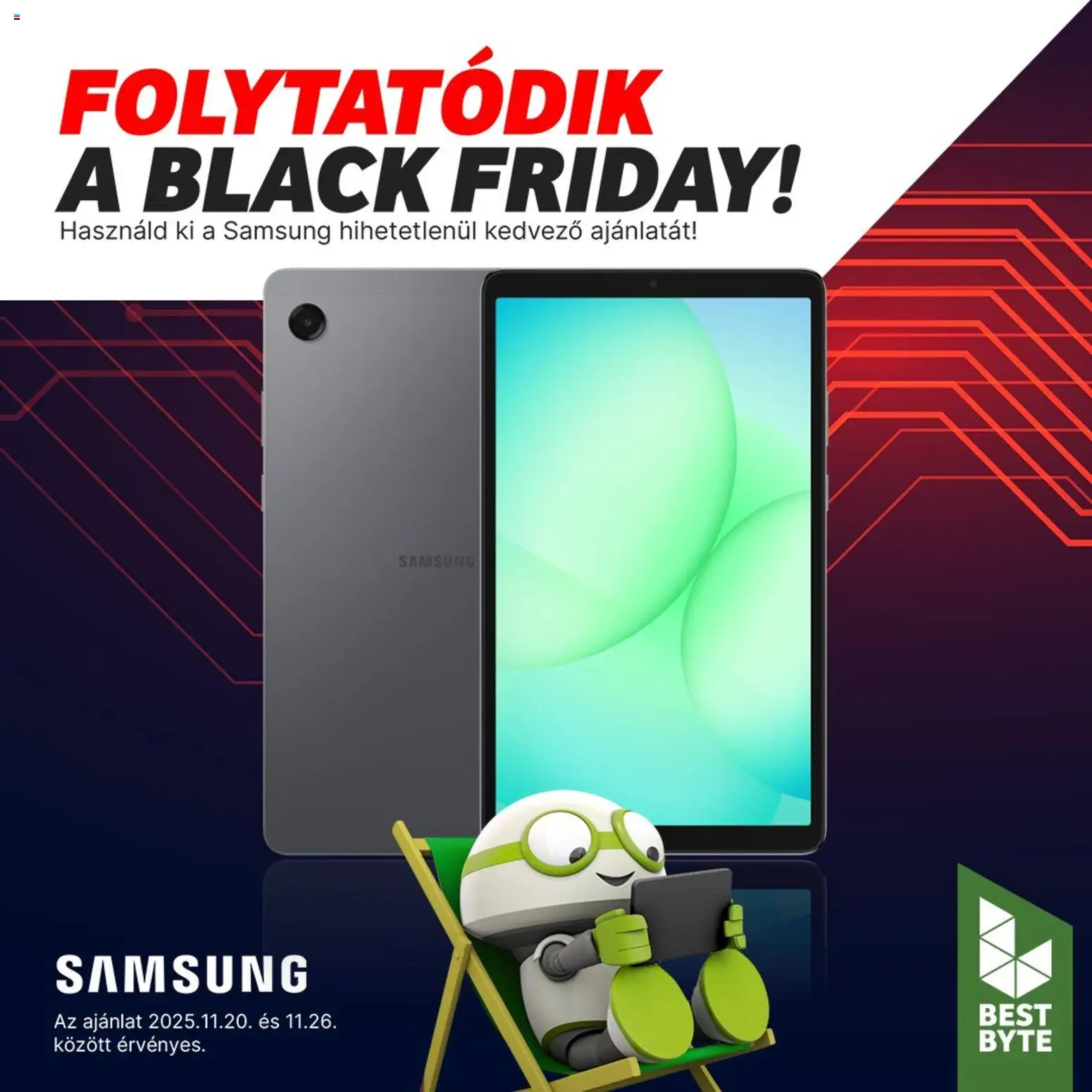 Best Byte akciós ujság - amely érvényes a következő dátumtól: 20.11.2025 | Oldal: 1 | Termékek: Samsung