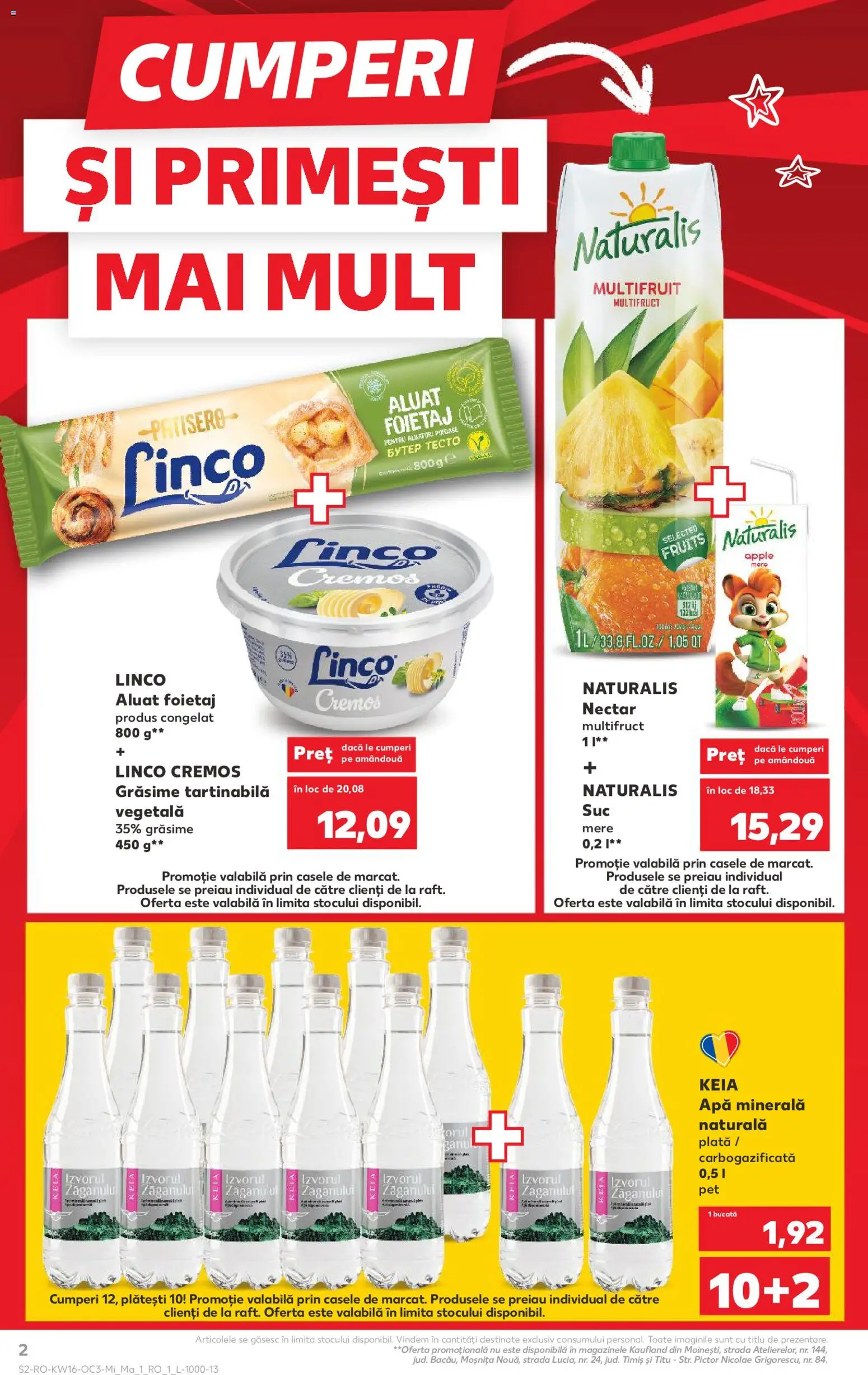 Noul catalog Kaufland – valabil de la 15.04.2026 | Pagină: 2 | Produse: Yazı tahtası kalemi, Suc, Mere, Apă