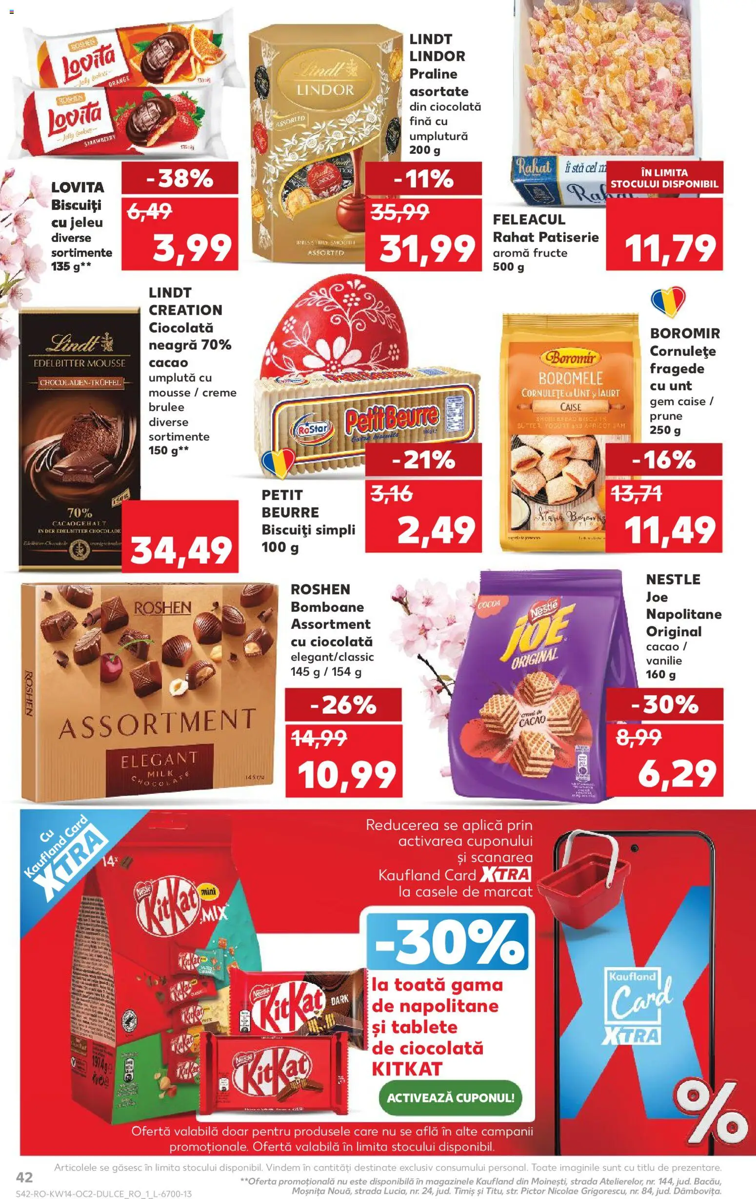 Noul catalog Kaufland – valabil de la 01.04.2026 | Pagină: 42 | Produse: Napolitane, Iaurt, Biscuiți, Ahtapot