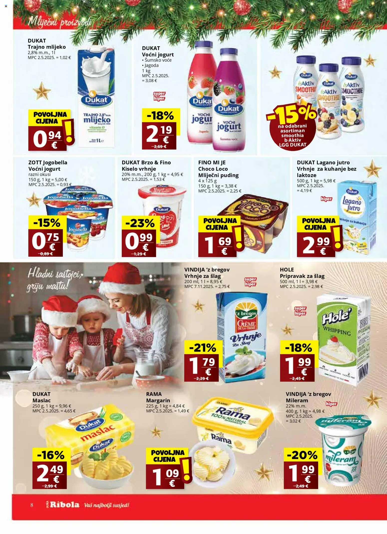 Ribola katalog | vrijedi od 17.12.2025 | Stranica: 8 | Proizvodi: Mlijeko, Margarin, Smoothie, Šlag