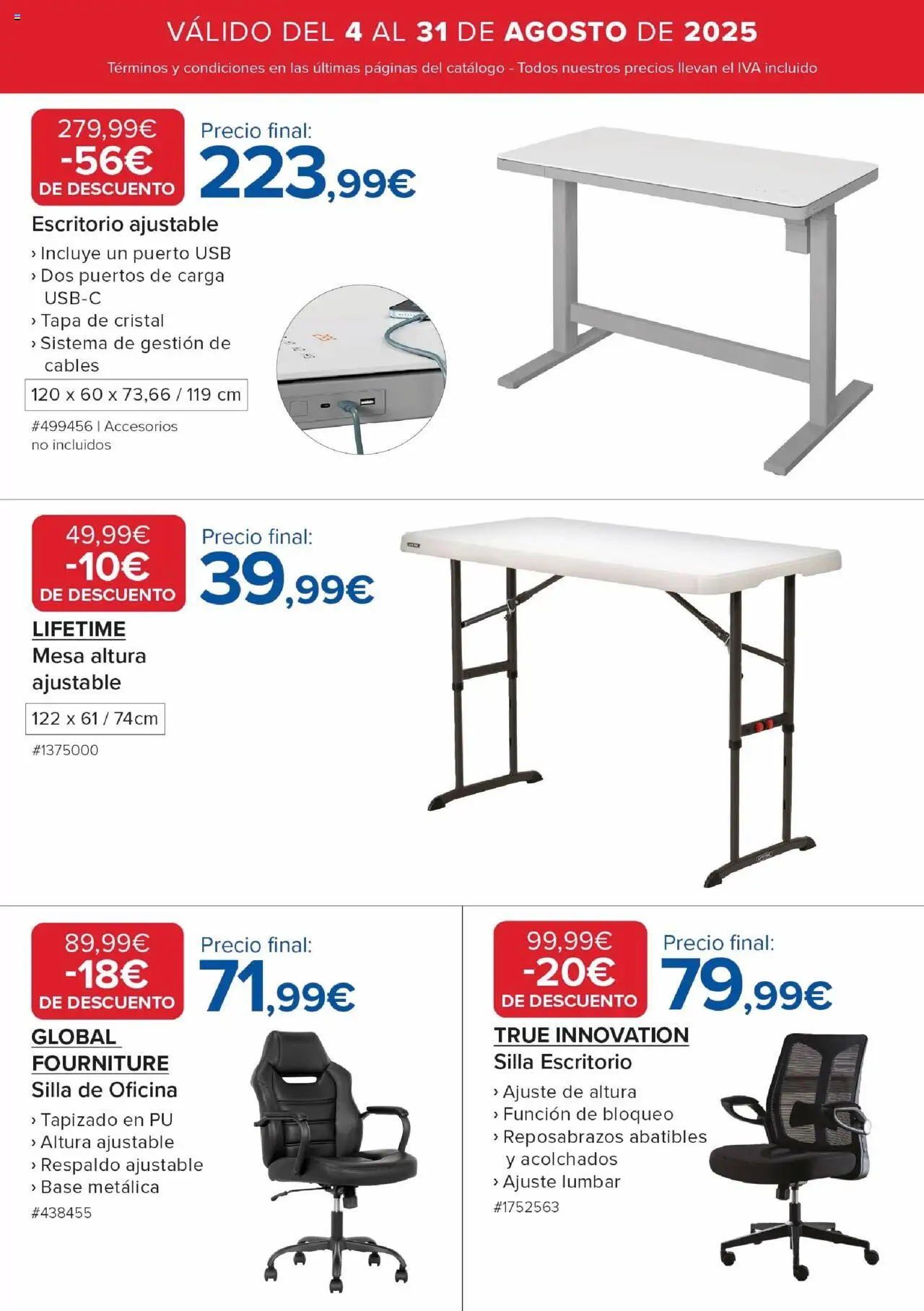 Costco catálogo │ válido desde el 04.08.2025 | Página: 8 | Productos: USB, Mesa, Silla