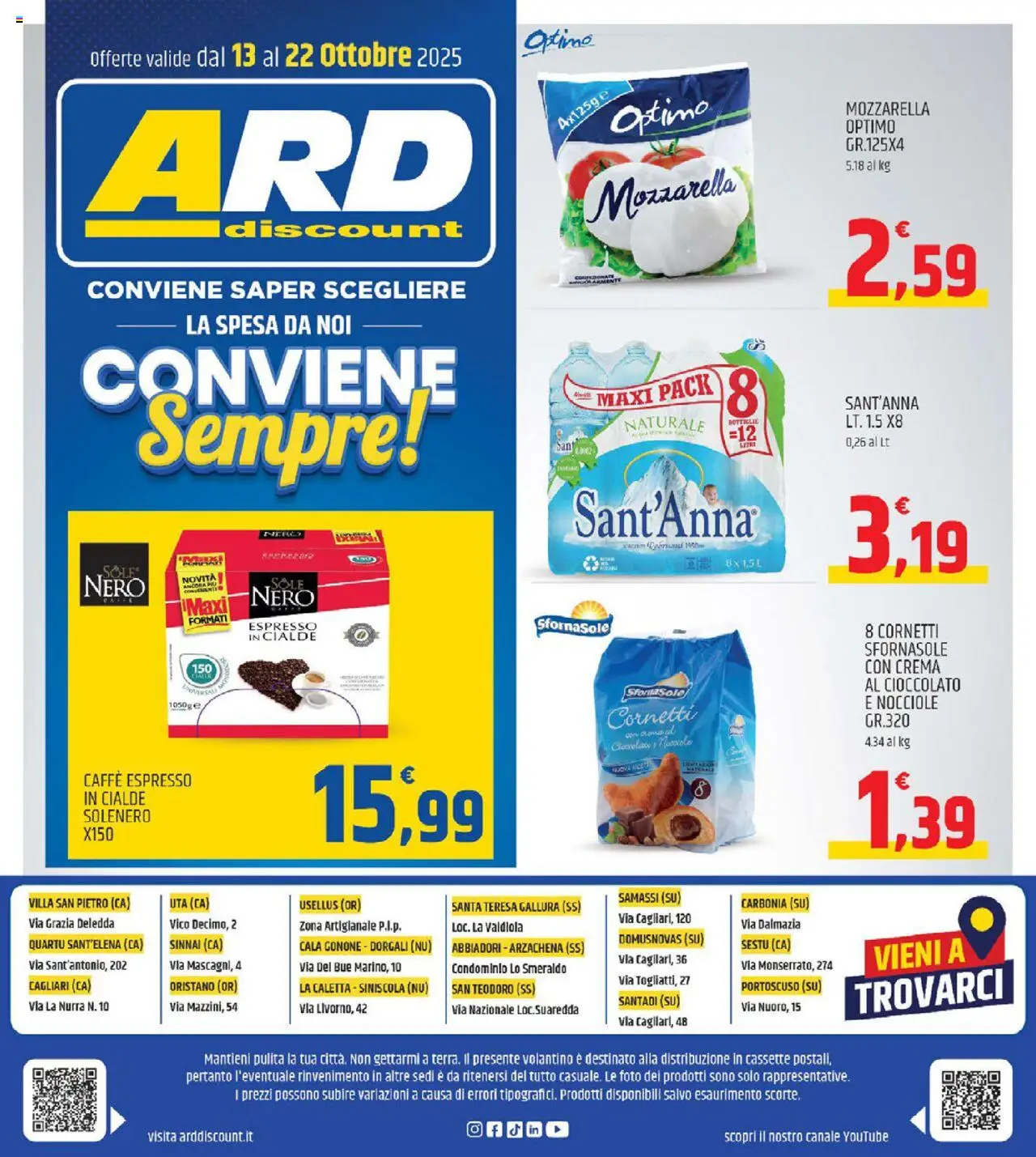 Volantino ARD Discount del 13.10.2025 | Pagina: 20 | Prodotti: Crema, Caffè, Mozzarella, Nocciole