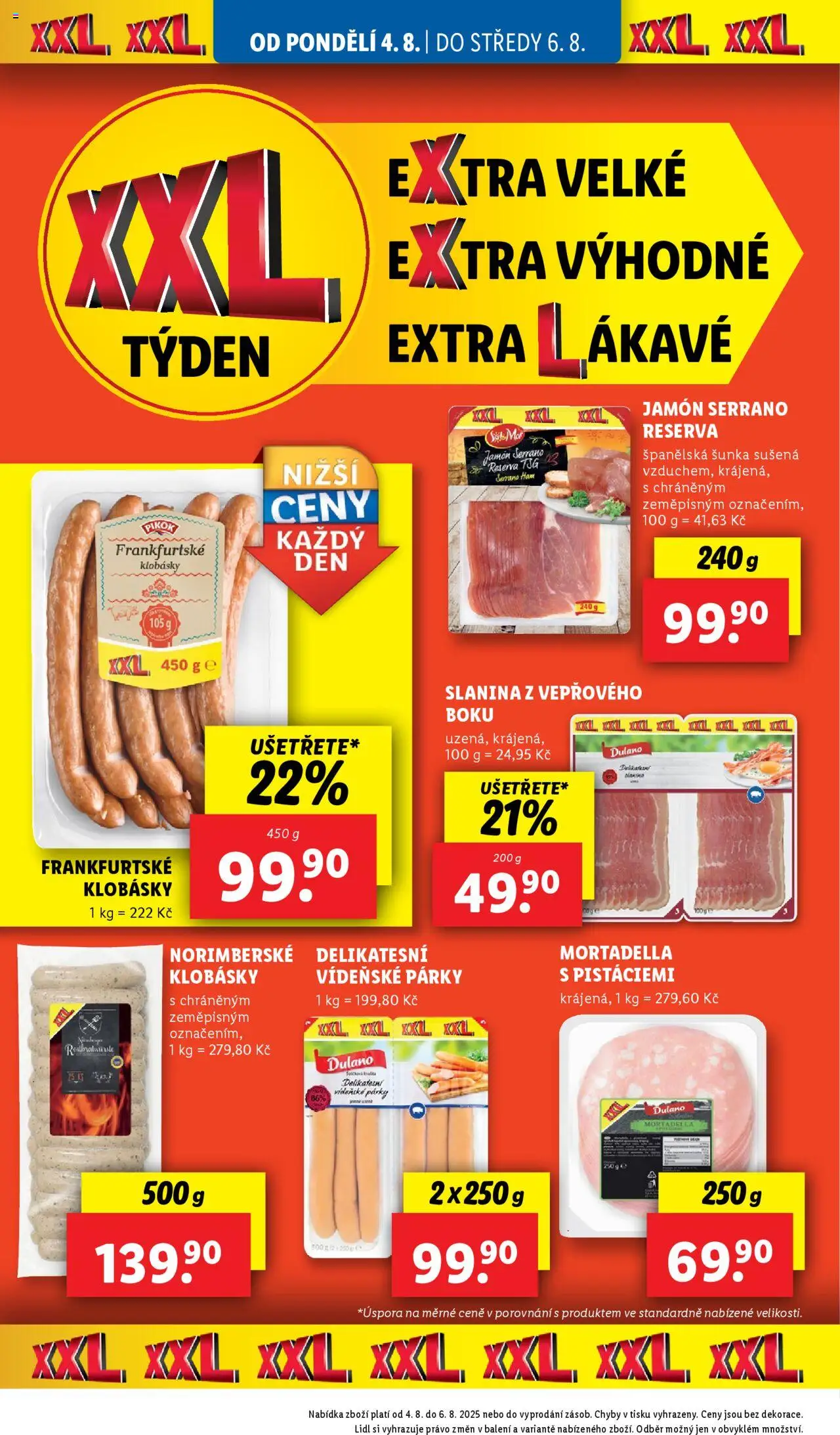 Lidl leták od 04.08.2025 | Strana: 12 | Produkty: Šunka, Párky, Jamon, Pikok