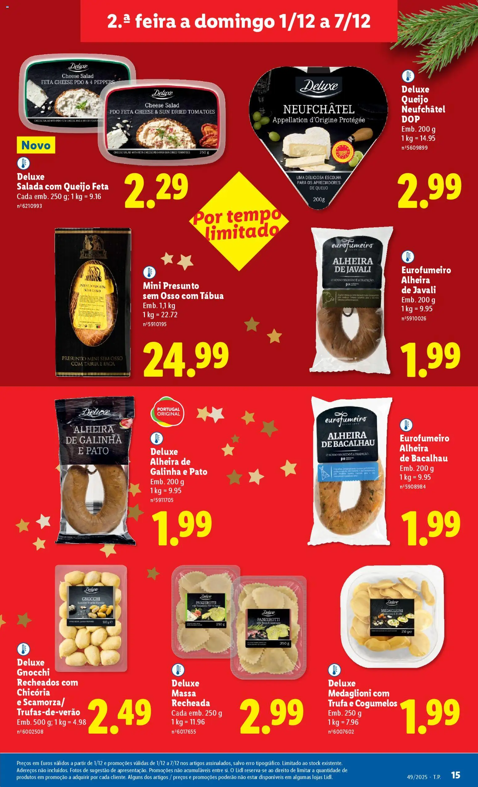 Lidl folheto │ válido de 01.12.2025 | Página: 15 | Produtos: Presunto, Massa, Salada, Alheira