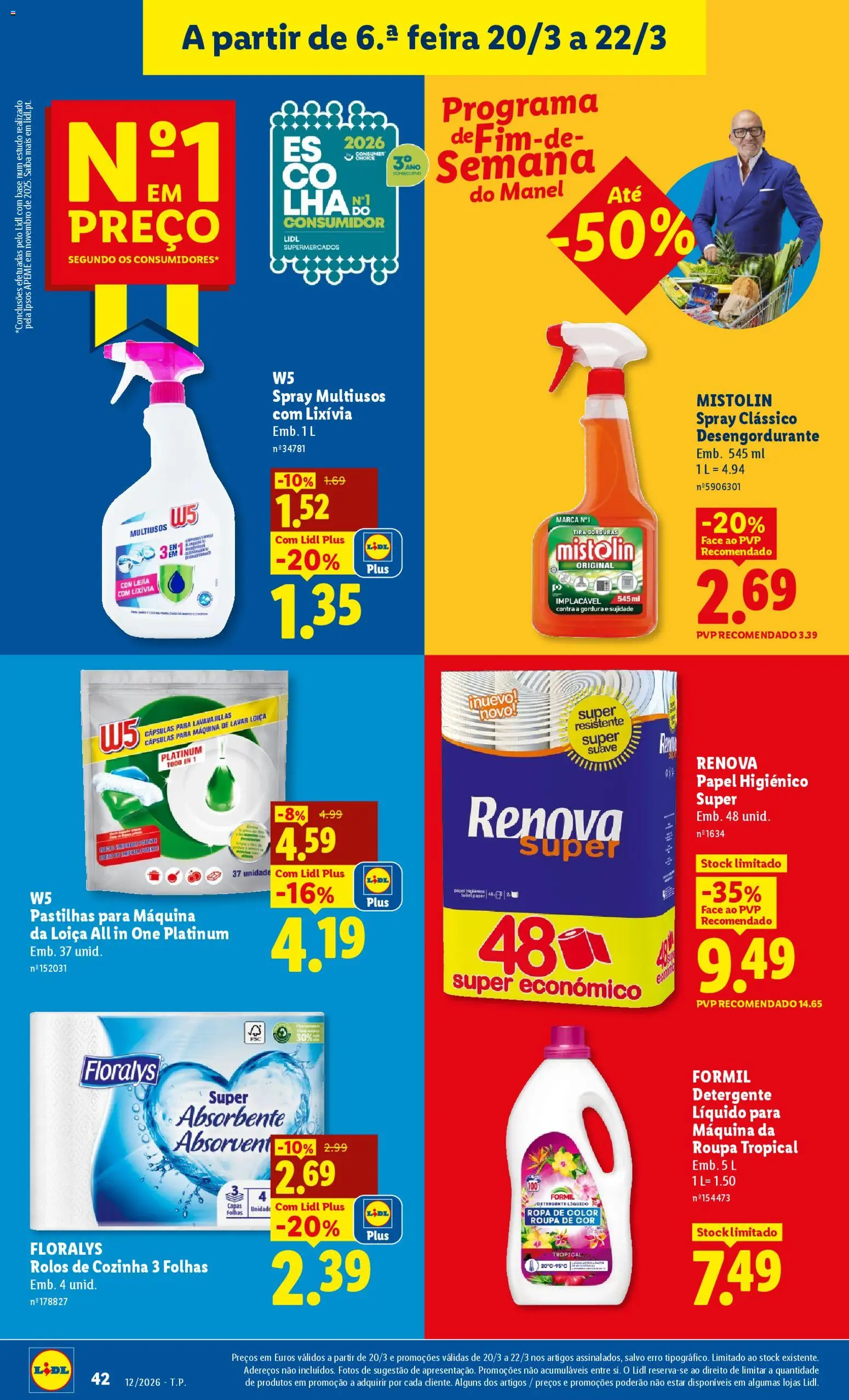 Lidl folheto │ válido de 16.03.2026 | Página: 42 | Produtos: Máquina de lavar, Papel higiénico, Base, Detergente