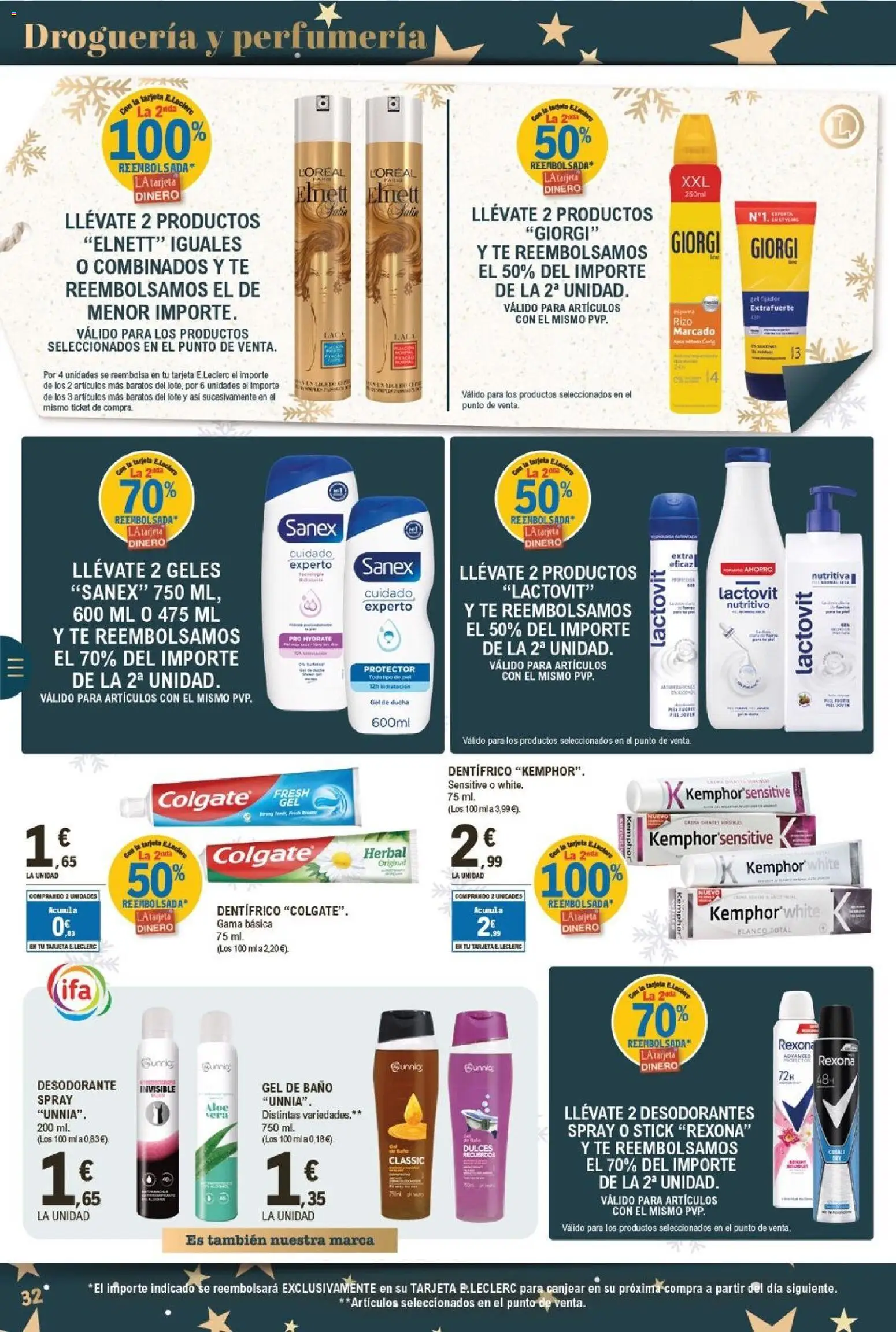 E.Leclerc folleto │ válido desde el 26.12.2025 | Página: 32 | Productos: Gel de ducha, Desodorante, Té, Baño