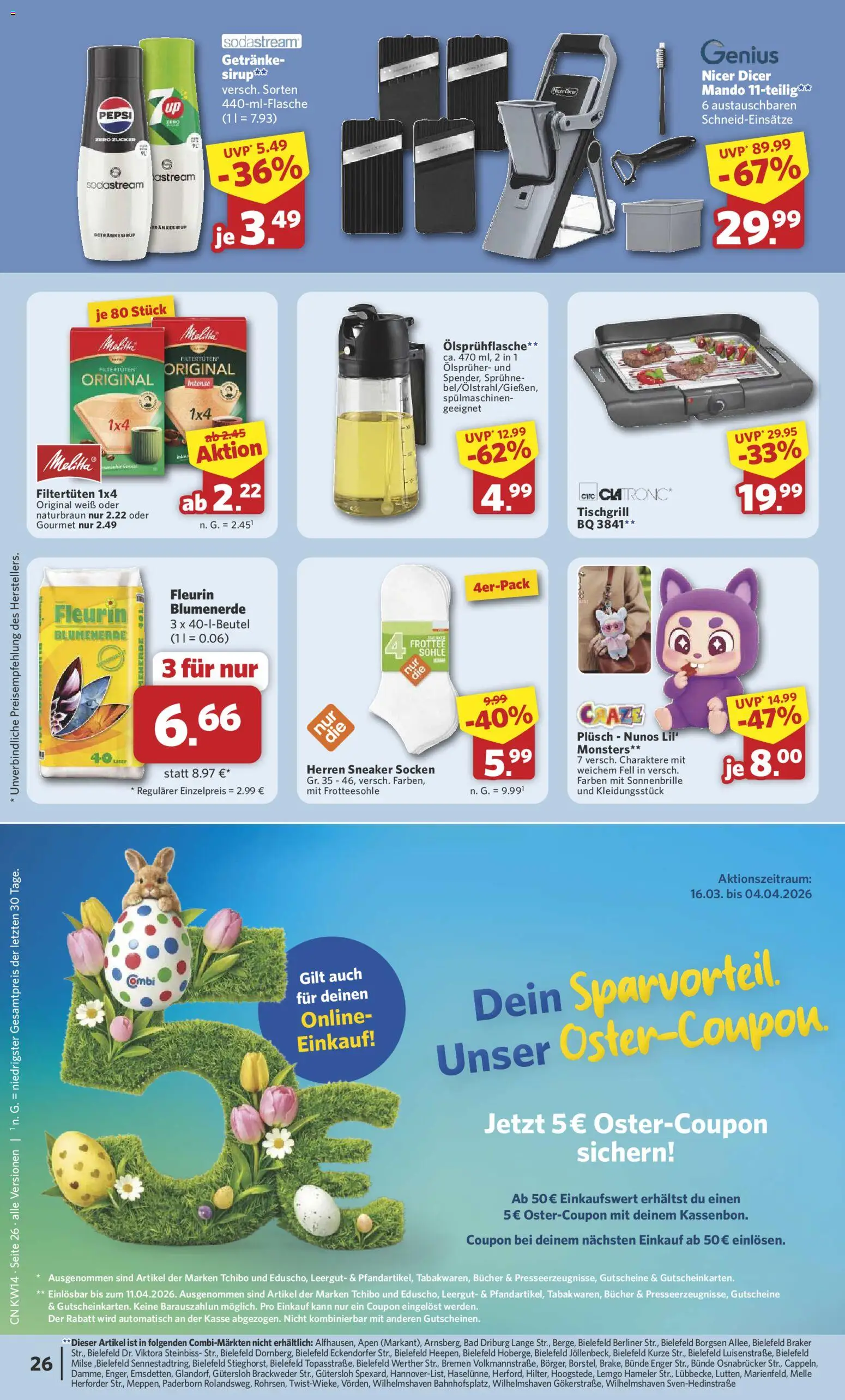Combi Prospekt 	 – gültig ab 30.03.2026 | Seite: 29 | Produkte: Berliner, Bad, Sirup, Socken