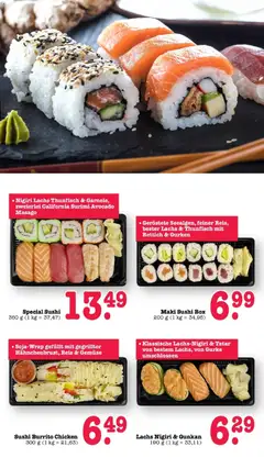 Lachs Nigiri & Gunkan, Klassische Lachs-Nigiri & Tatar von bestem Lachs, von Gurke umschlossen ab 23.03.2026 gültig | Seite: 17