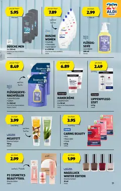 Aldi Aktionen ab 06.11.2025 gültig | Seite: 32 | Produkte: Dusche, Handcreme, Seife, Nagellack