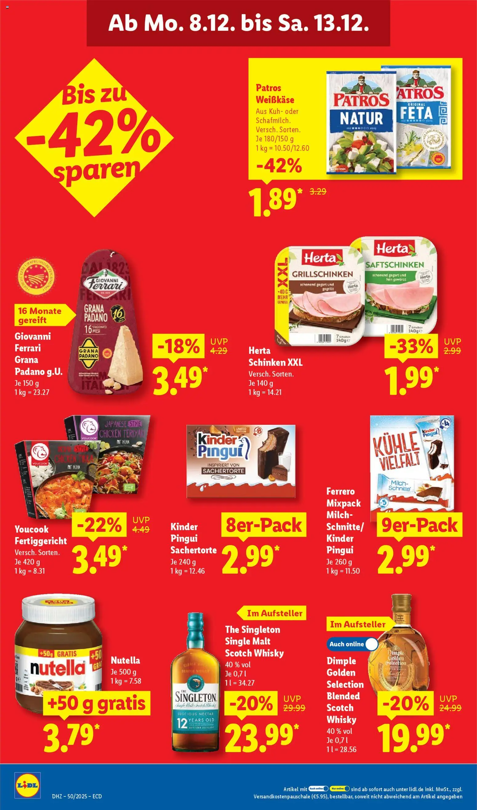 Lidl - Prospekt – gültig ab 08.12.2025 | Seite: 12 | Produkte: Whisky, Feta, Milch, Nutella