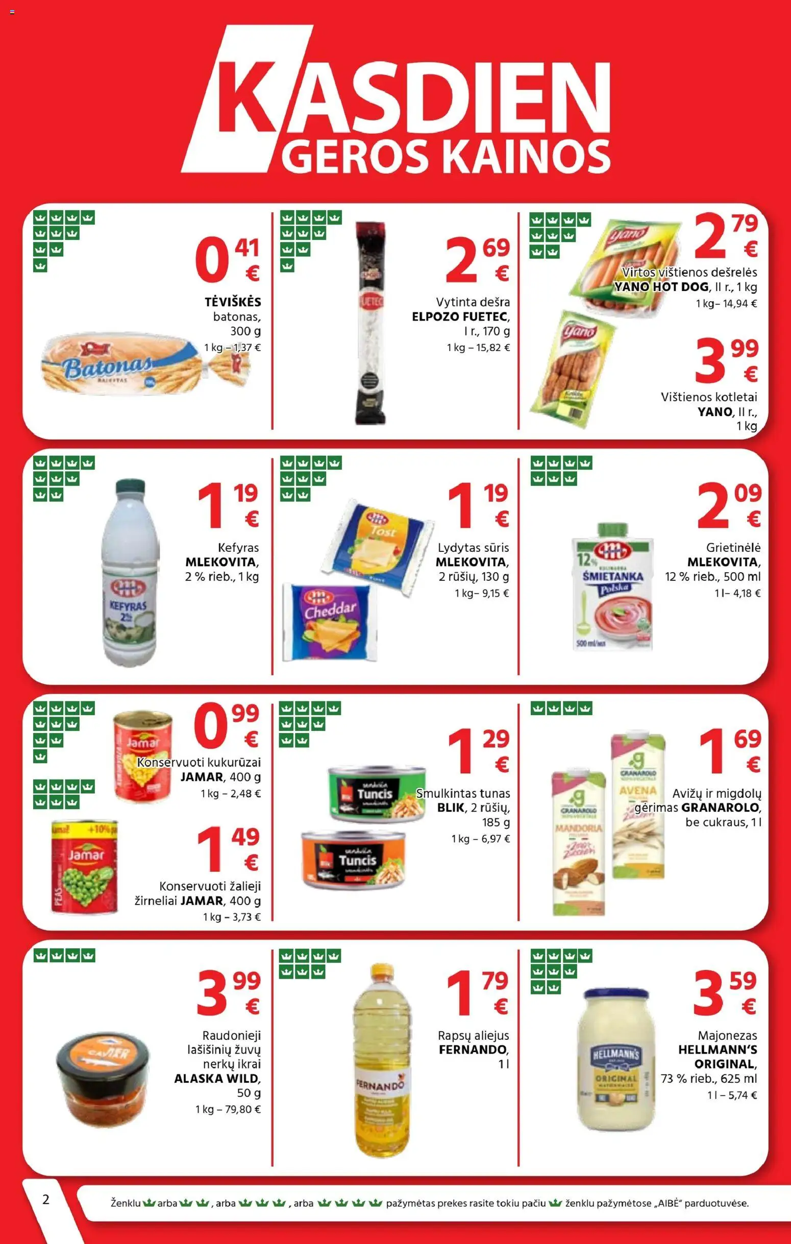 AIBE akcijos nuo 22.01.2026 | Puslapis: 2 | Prekių: Batonas, Kukurūzai, Vištienos, Dešra