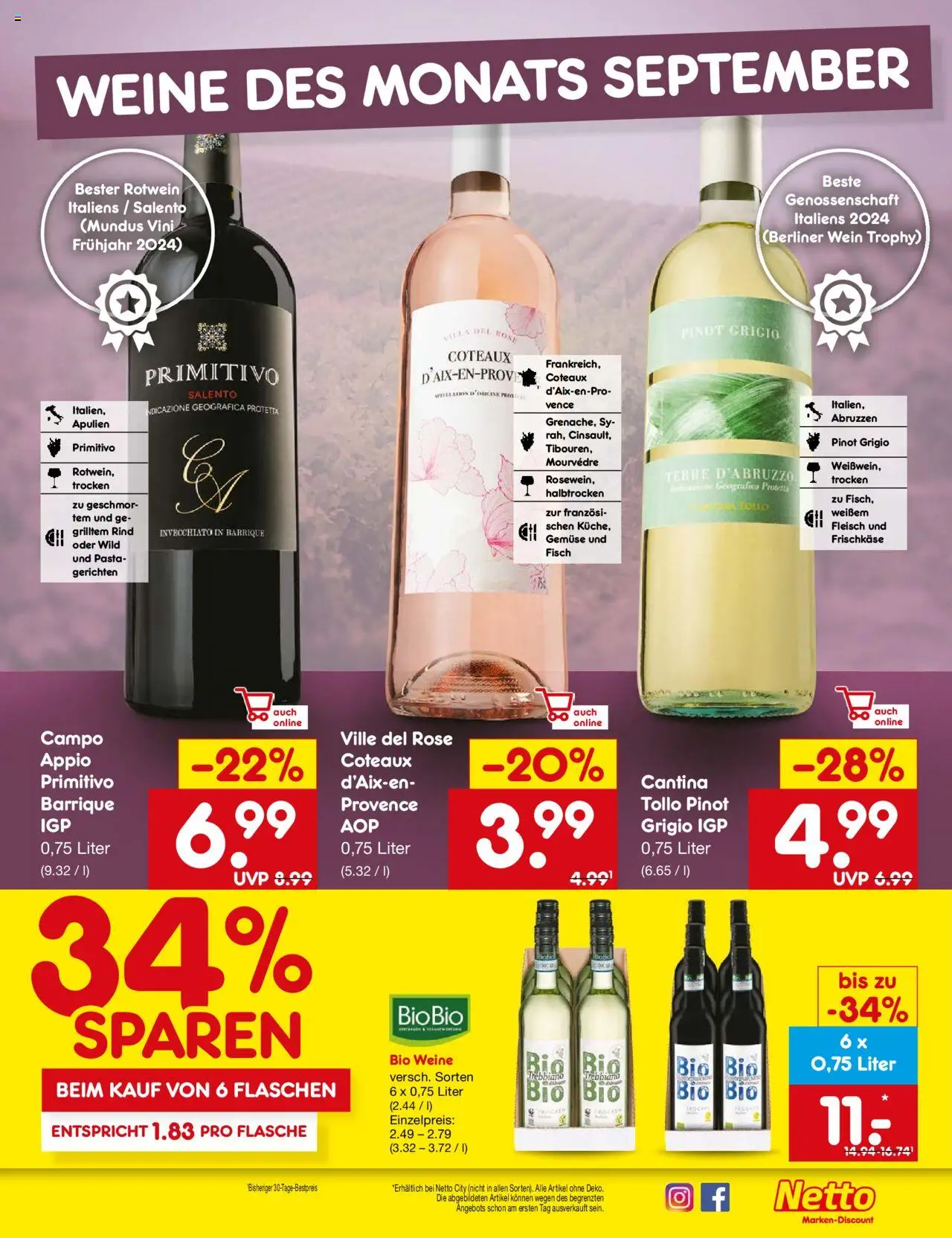 Netto Marken-Discount Prospekt 	 – gültig ab 15.09.2025 | Seite: 51 | Produkte: Rotwein, Fisch, Gemüse, Wein
