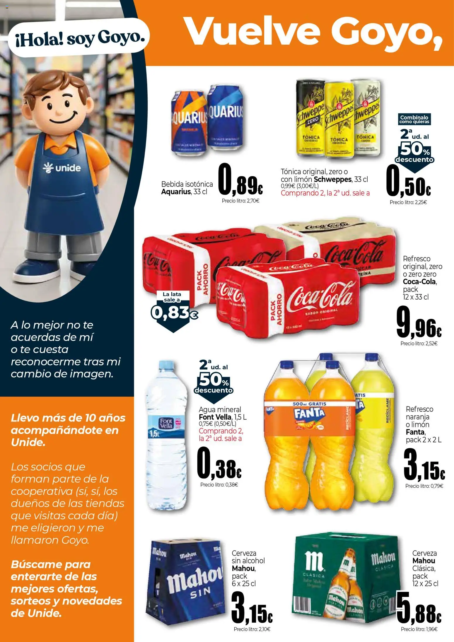 Unide - Vuelve Goyo, vuelve el ahorro Supermercados  │ válido desde el 26.03.2026 | Página: 4 | Productos: Cerveza sin alcohol, Cerveza, Té, Agua mineral