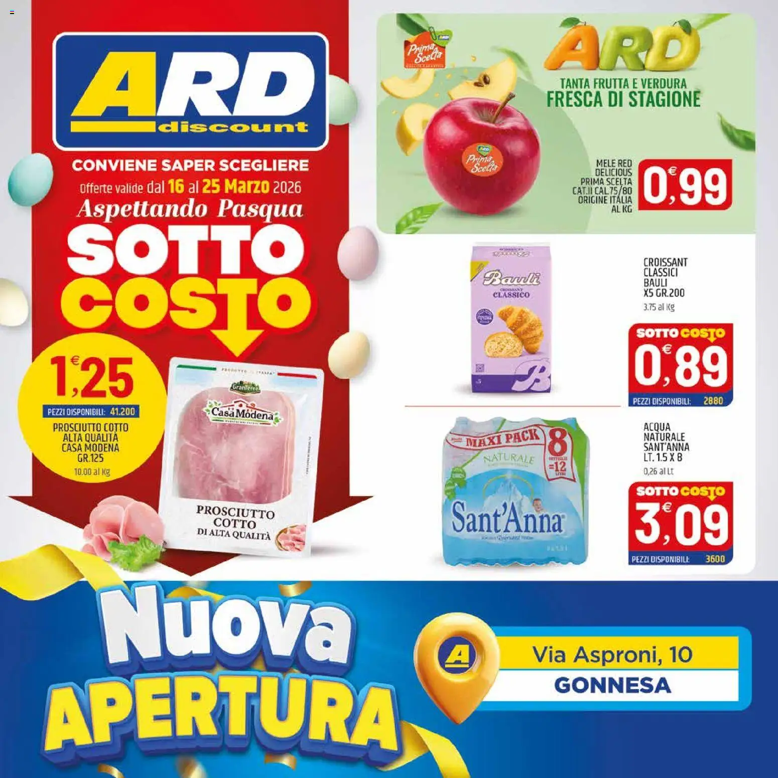 Volantino ARD Discount del 19.03.2026 | Pagina: 20 | Prodotti: Mele, Acqua, Prosciutto, Croissant