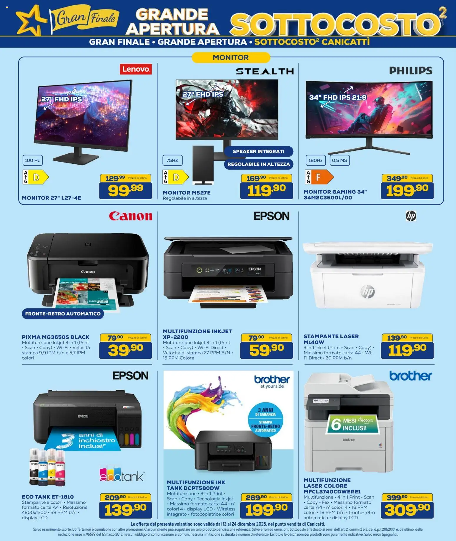 Volantino Euronics del 12.12.2025 | Pagina: 10 | Prodotti: Monitor, Stampante, Speaker, Stampa
