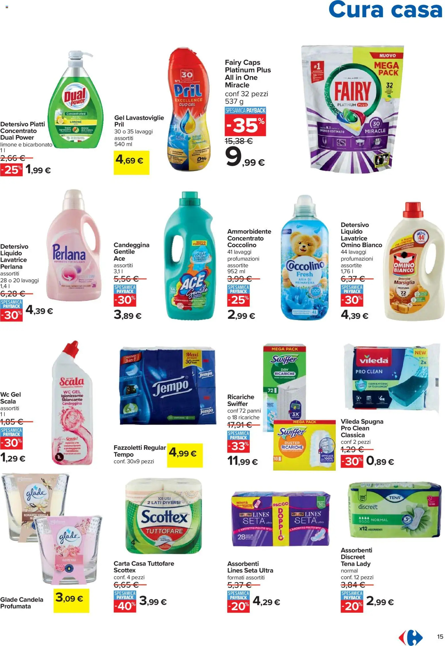 Volantino Carrefour del 27.12.2025 | Pagina: 15 | Prodotti: Candeggina, Bicarbonato, Limone, Lavastoviglie