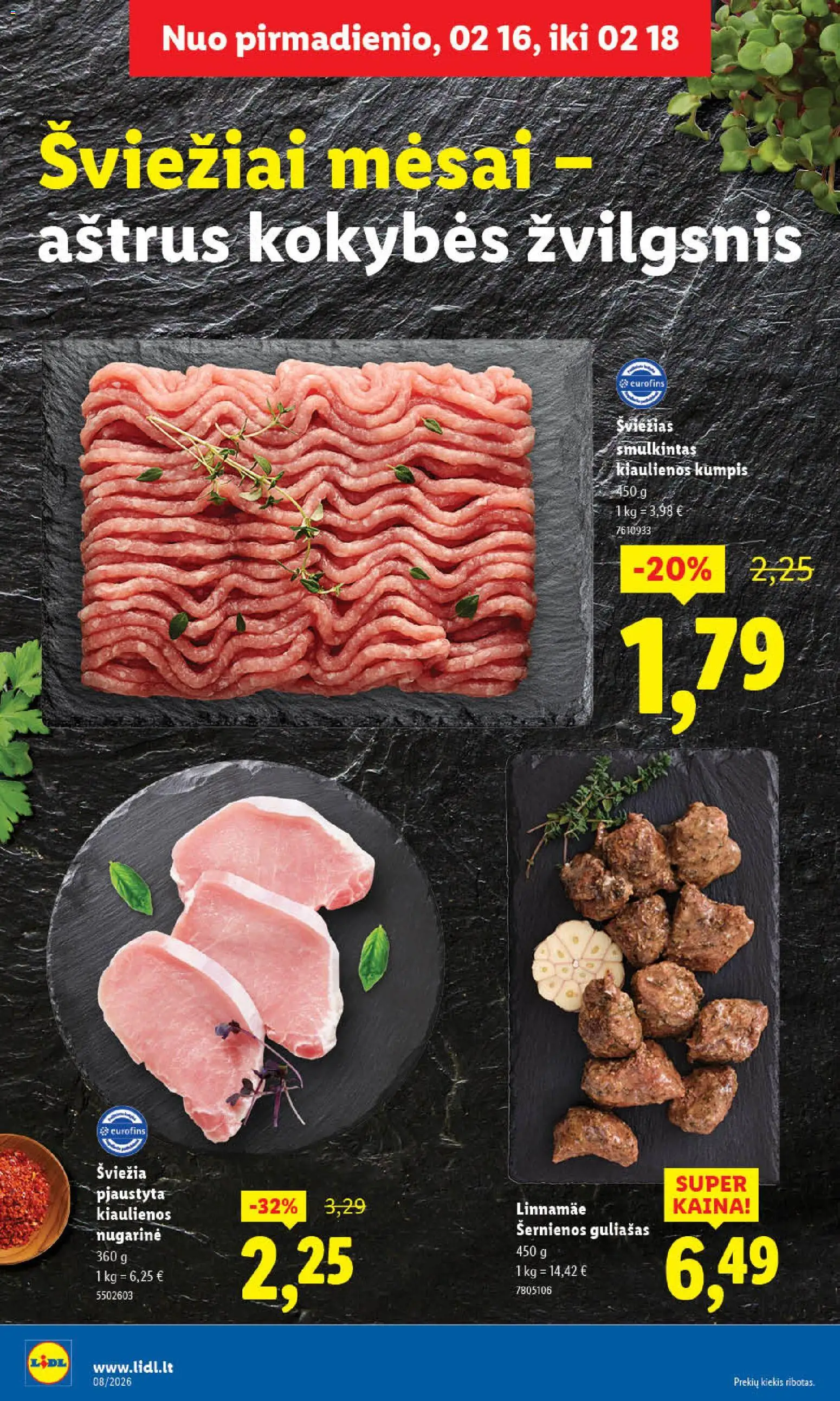 LIDL akcijos nuo 16.02.2026 | Puslapis: 8 | Prekių: Kiaulienos, Kumpis