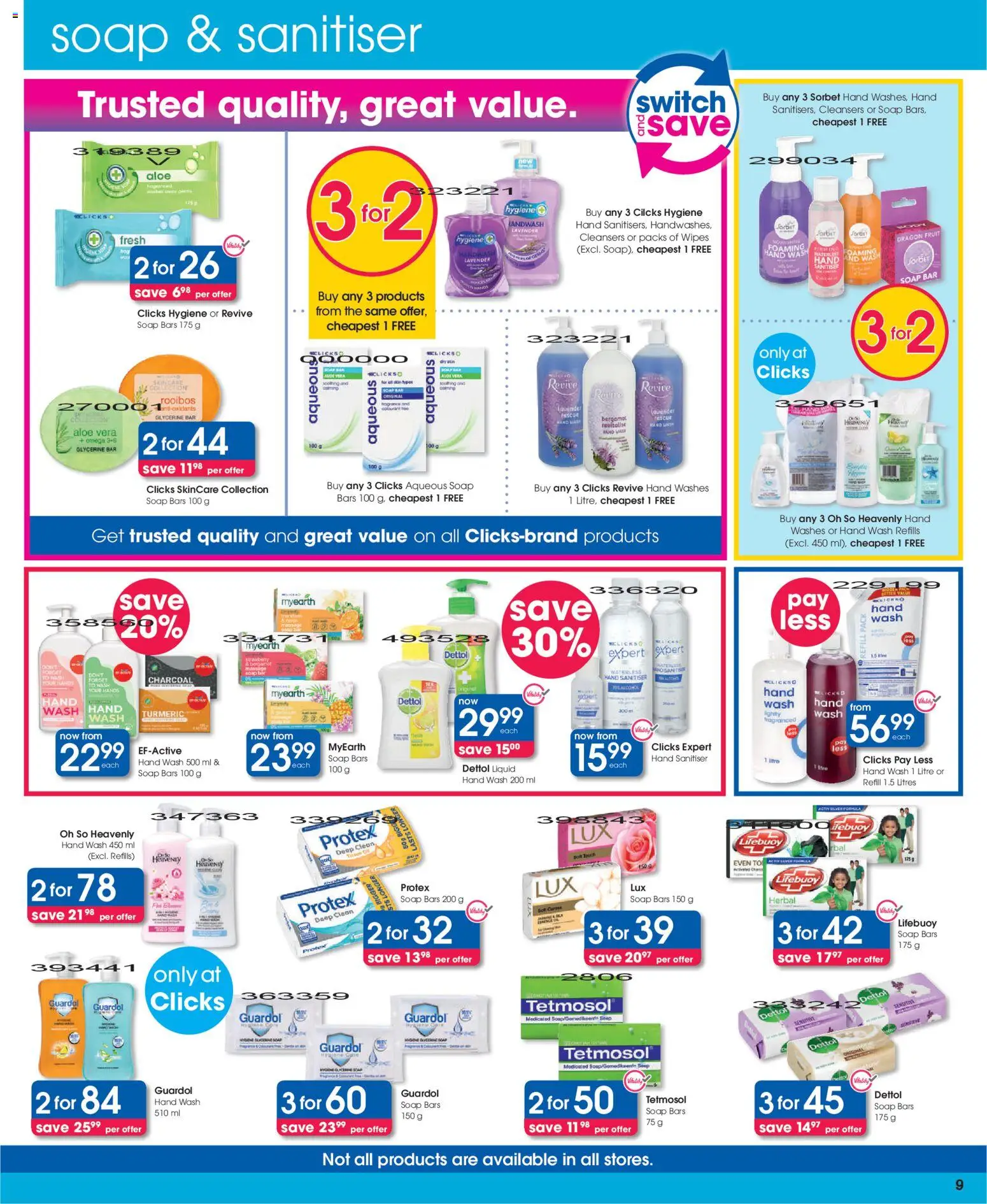New Clicks catalogue – valid from 25.11.2025 | Page: 9 | Products: Switch, Soap, Fruit, Sanitiser
