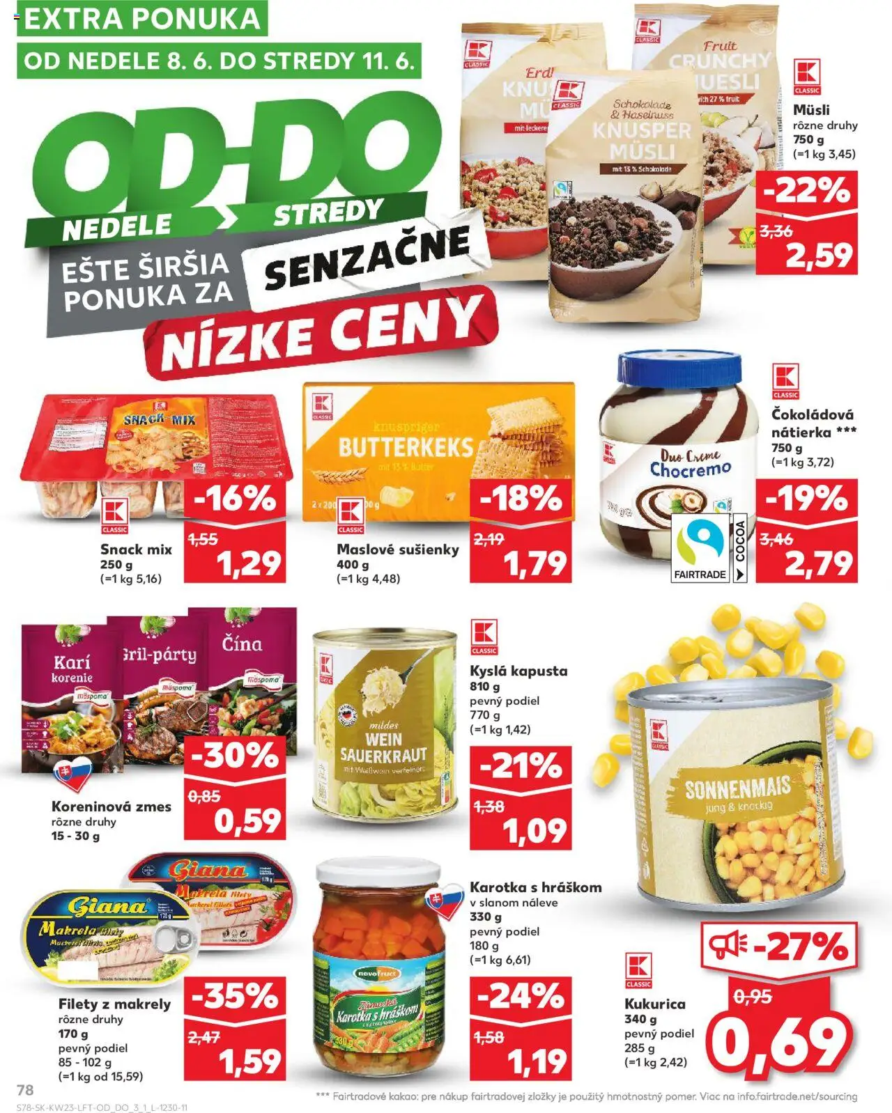 Kaufland Liptovský Mikuláš │ platný od 05.06.2025 | Strana: 78 | Produkty: Kapusta, Maslove sušienky, Korenie, Kakao