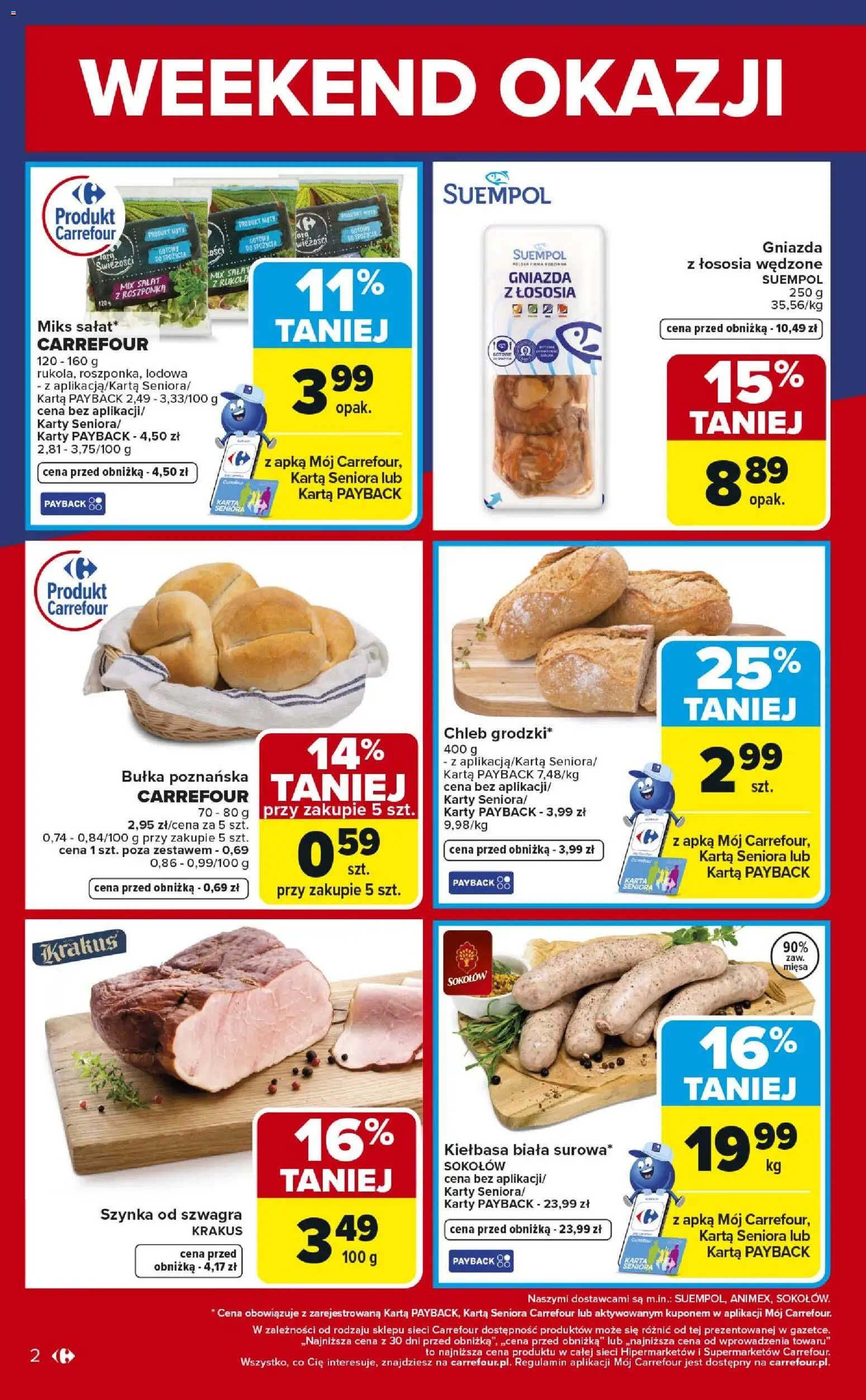 Carrefour gazetka - Weekend okazji od 05.03.2026 | Strona: 2 | Produkty: Rukola, Roszponka, Bułka, Mix sałat