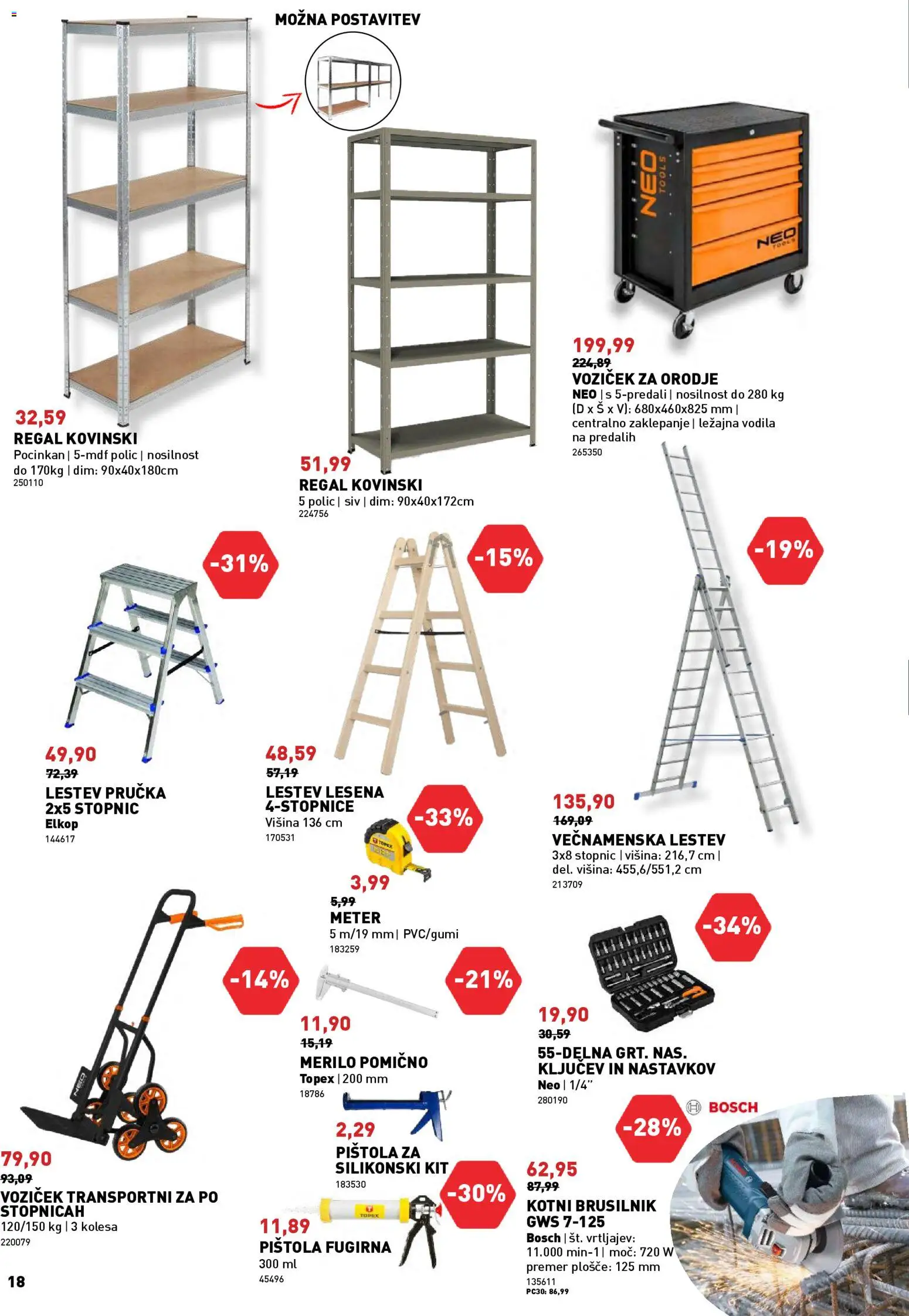 Novi Inpos katalog ponudbe – veljaven od 02.03.2026 | Stran: 18 | Izdelki: Orodje, Regal, Voziček, Brusilnik