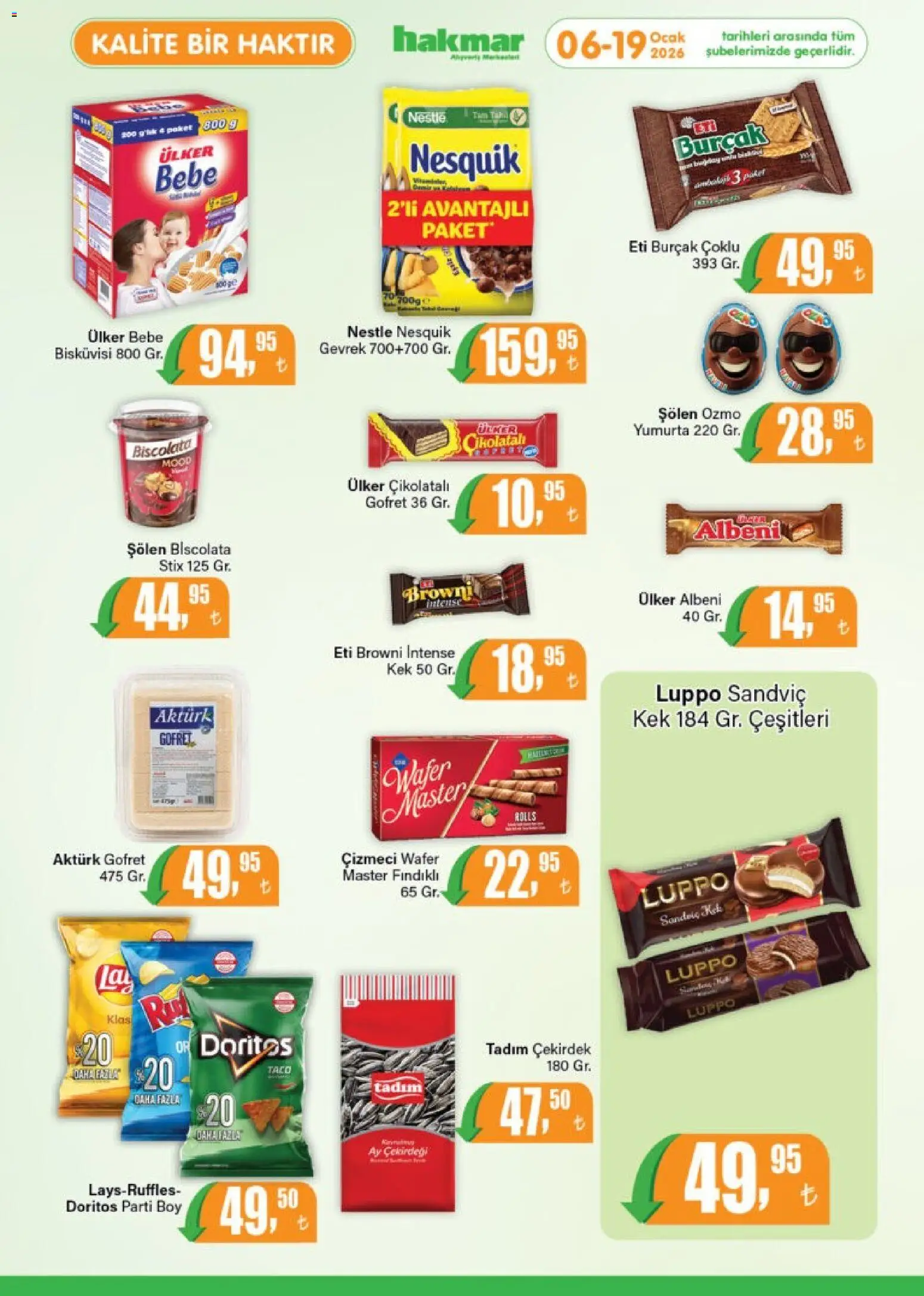 Hakmar Katalog - 06.01.2026 tarihinden itibaren geçerlidir | Sayfa: 5 | Ürünler: Gofret, Çikolatalı gofret, Yumurta, Ocak