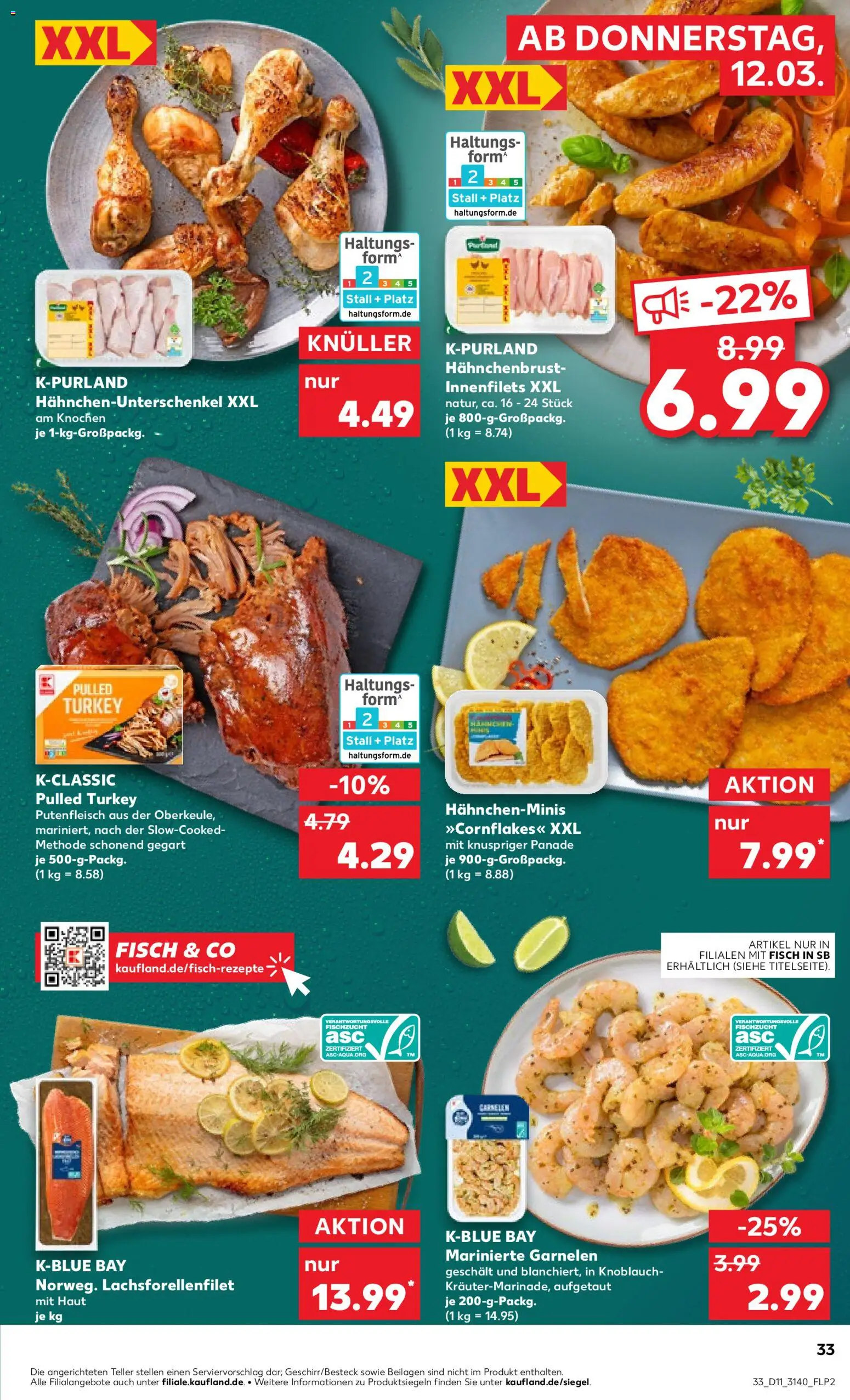 Kaufland Prospekt Leipzig	 – gültig ab 12.03.2026 | Seite: 33 | Produkte: Garnelen, Fisch, Knoblauch, Hahnchenbrust