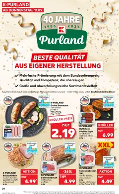 K-PURLAND Hüftsteak Pfeffer Style, vom Schwein, mariniert, 3 Stück je kg – gültig ab 11.09.2025 | Seite: 20 | Produkte: Schweinebauch, Bratwurst, Pfeffer, Steak