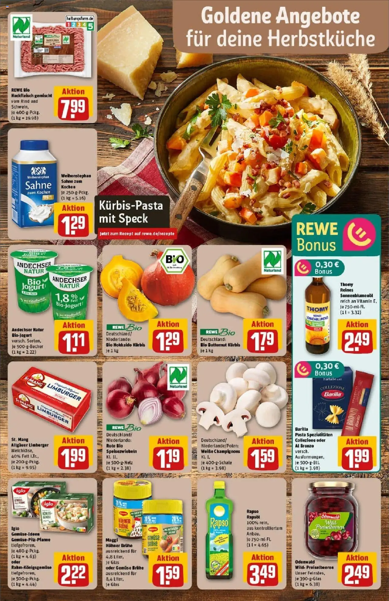 Rewe prospekt Bielefeld	 – gültig ab 19.10.2025 | Seite: 23 | Produkte: Barilla, Iglo, Rapso rapsol, Hackfleisch